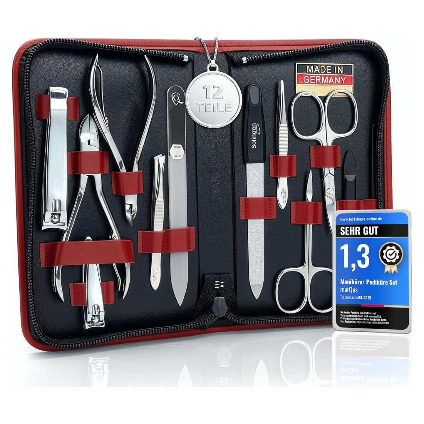 Juego de Manicura Profesional MarQus 12 Piezas Estuche Cuero