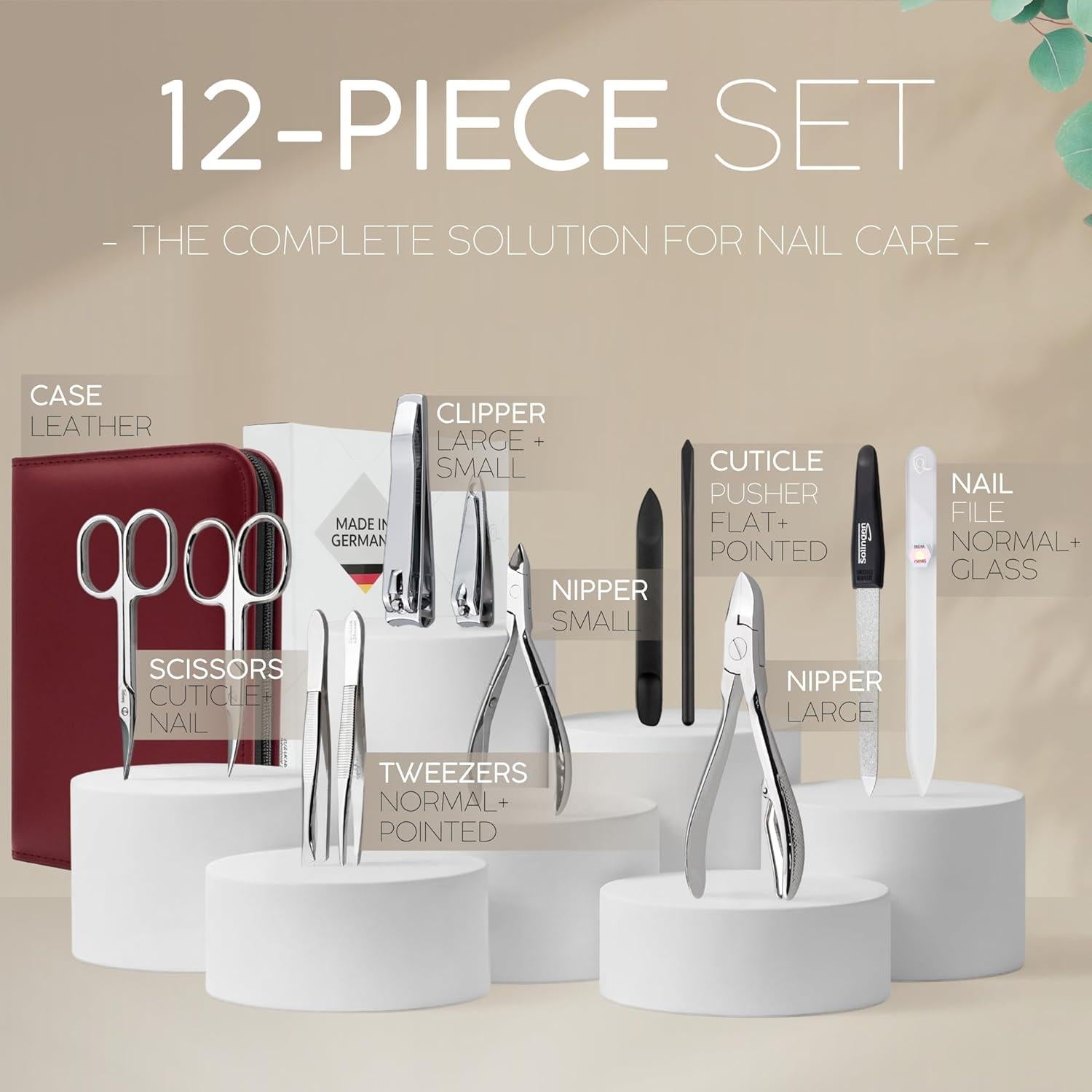 Juego de Manicura Profesional MarQus 12 Piezas Estuche Cuero