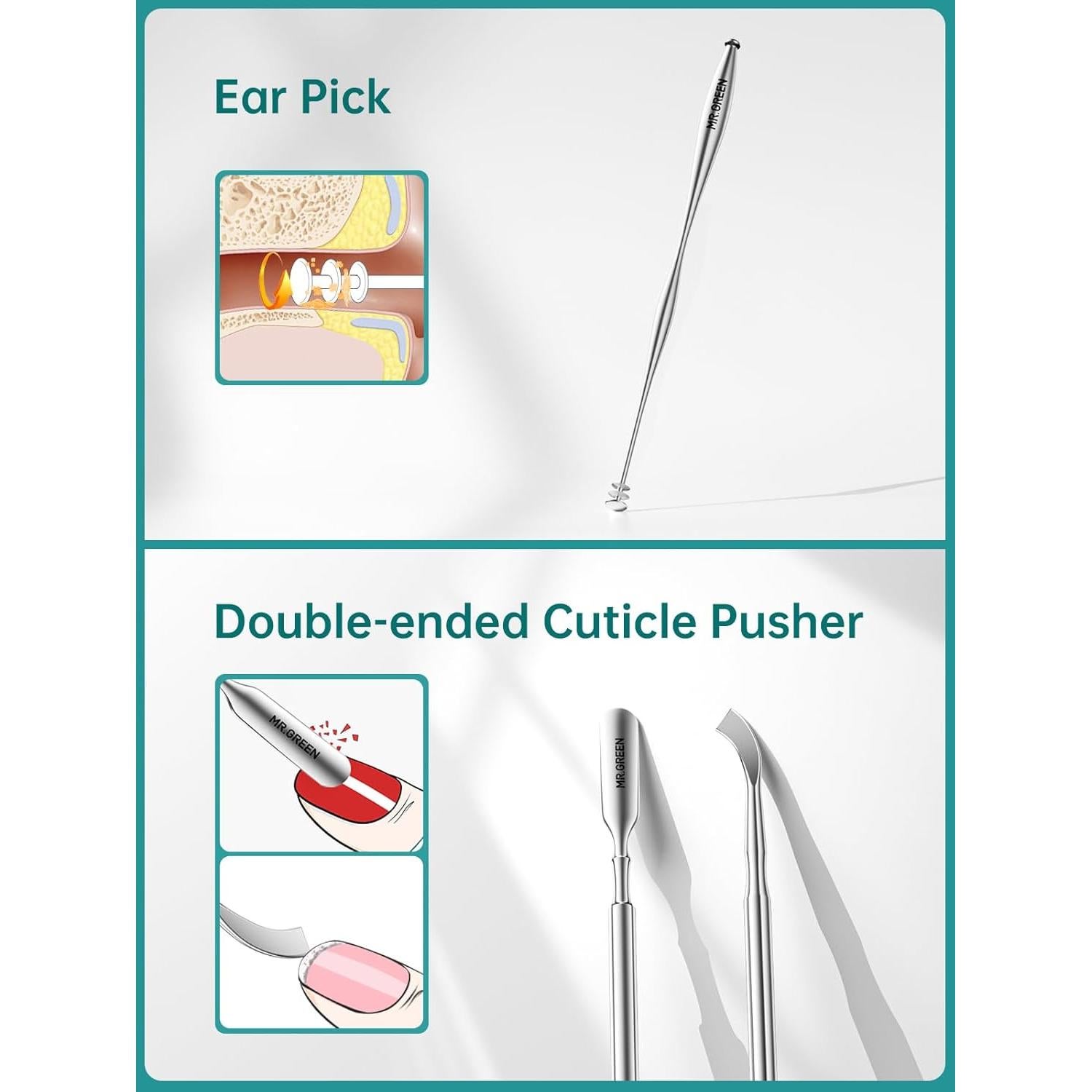 Set de Manicura y Pedicura 9-en-1 MR.GREEN Acero Inoxidable