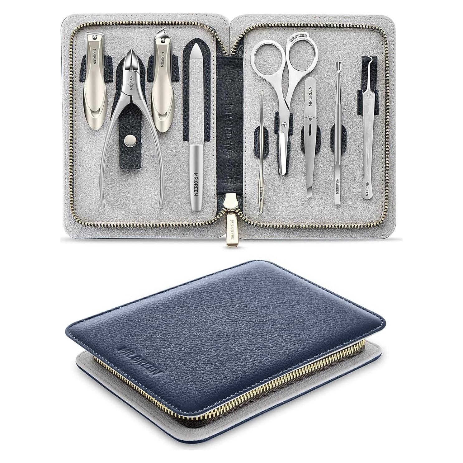 Juego de Manicura 9 Piezas MR.GREEN Acero Inoxidable Portátil