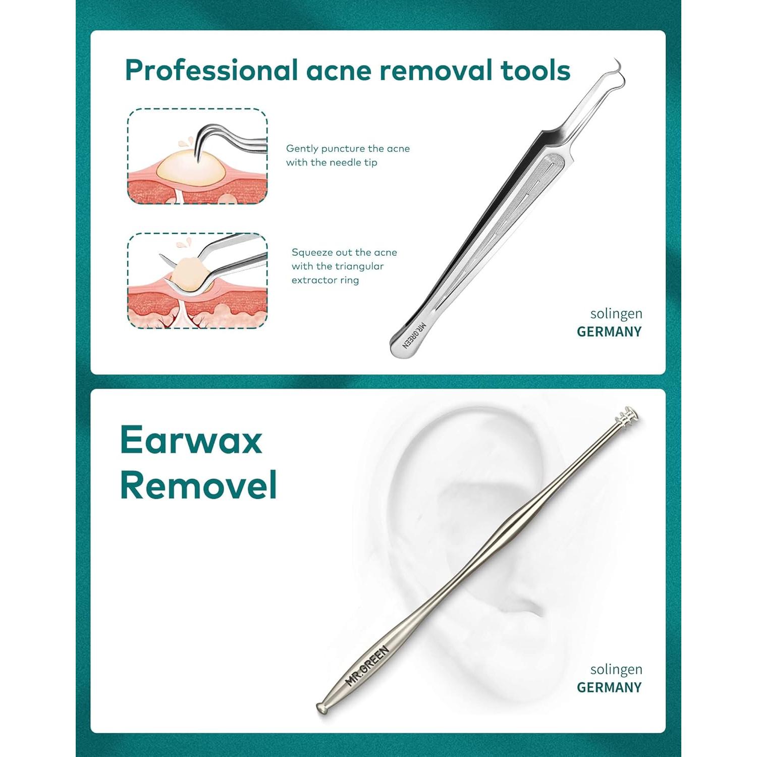 Juego de Manicura 9 Piezas MR.GREEN Acero Inoxidable Portátil