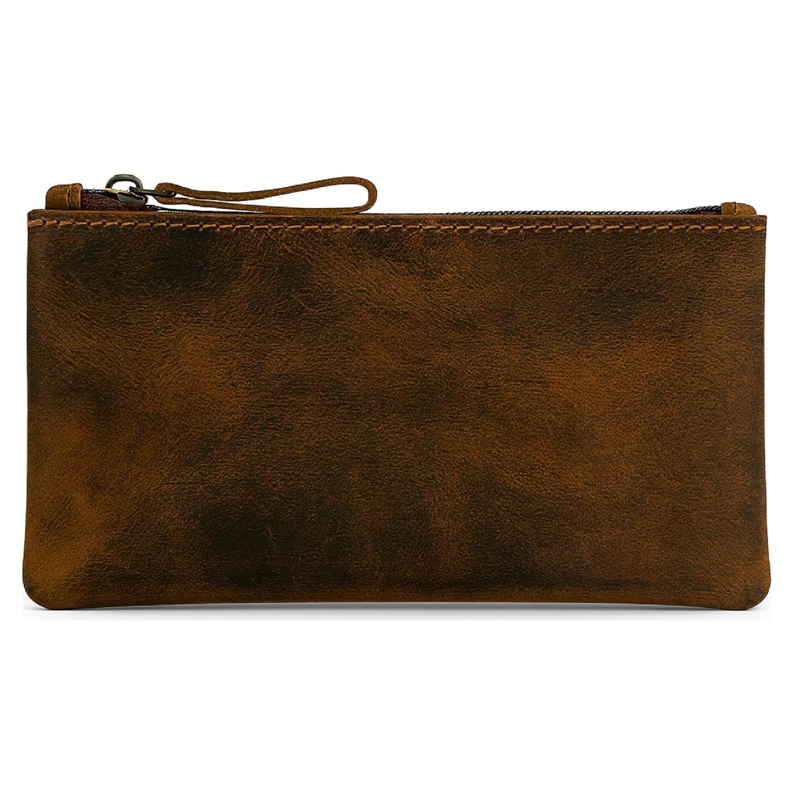 Estuche de Lápiz de Cuero Genuino The Antiq Marrón 20x10 cm