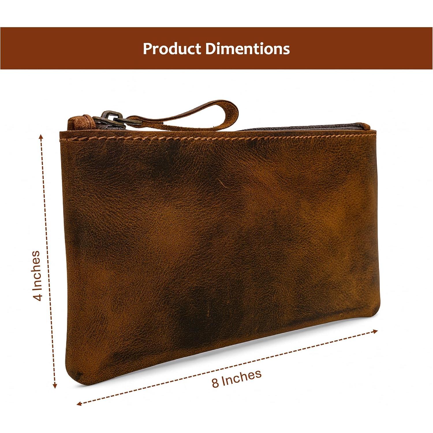 Estuche de Lápiz de Cuero Genuino The Antiq Marrón 20x10 cm