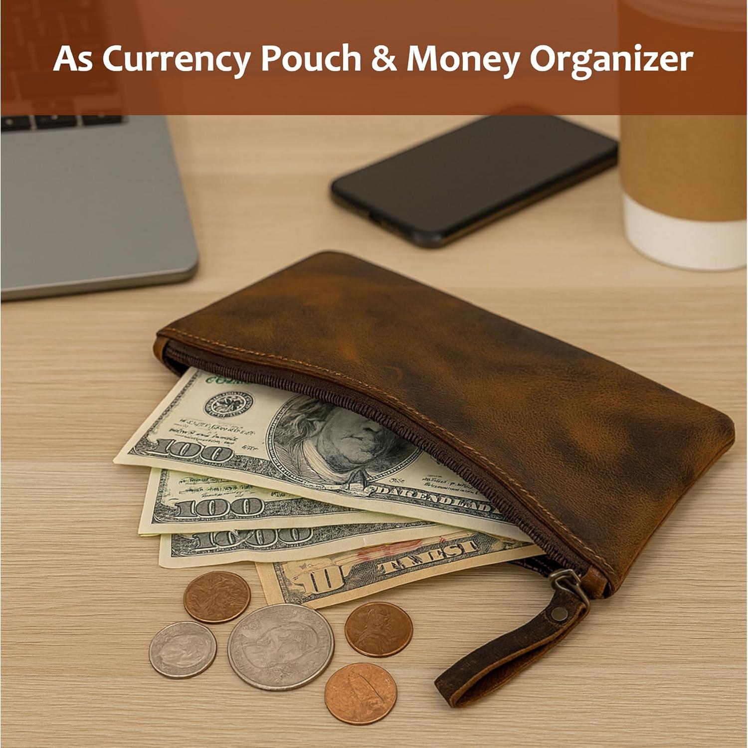 Estuche de Lápiz de Cuero Genuino The Antiq Marrón 20x10 cm