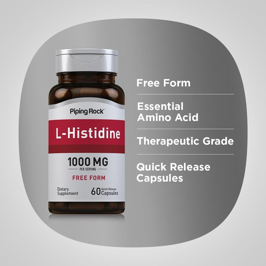 Suplemento L-Histidina 1000 mg Piping Rock 60 Cápsulas