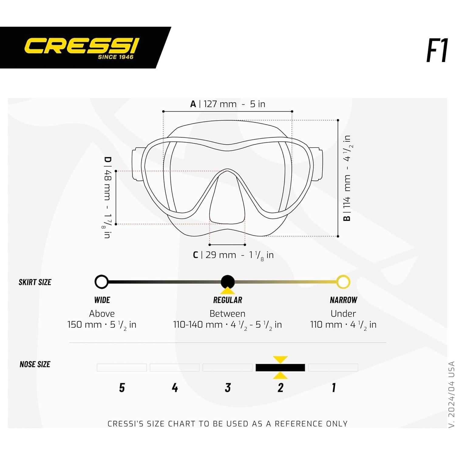 Cressi F1 Máscara de Buceo Silicona Ajustable 250g