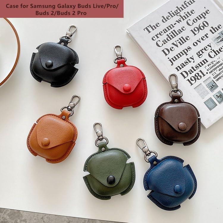 Funda de Cuero YQGF para Galaxy Buds 2 Pro/2/Pro/Live - Café