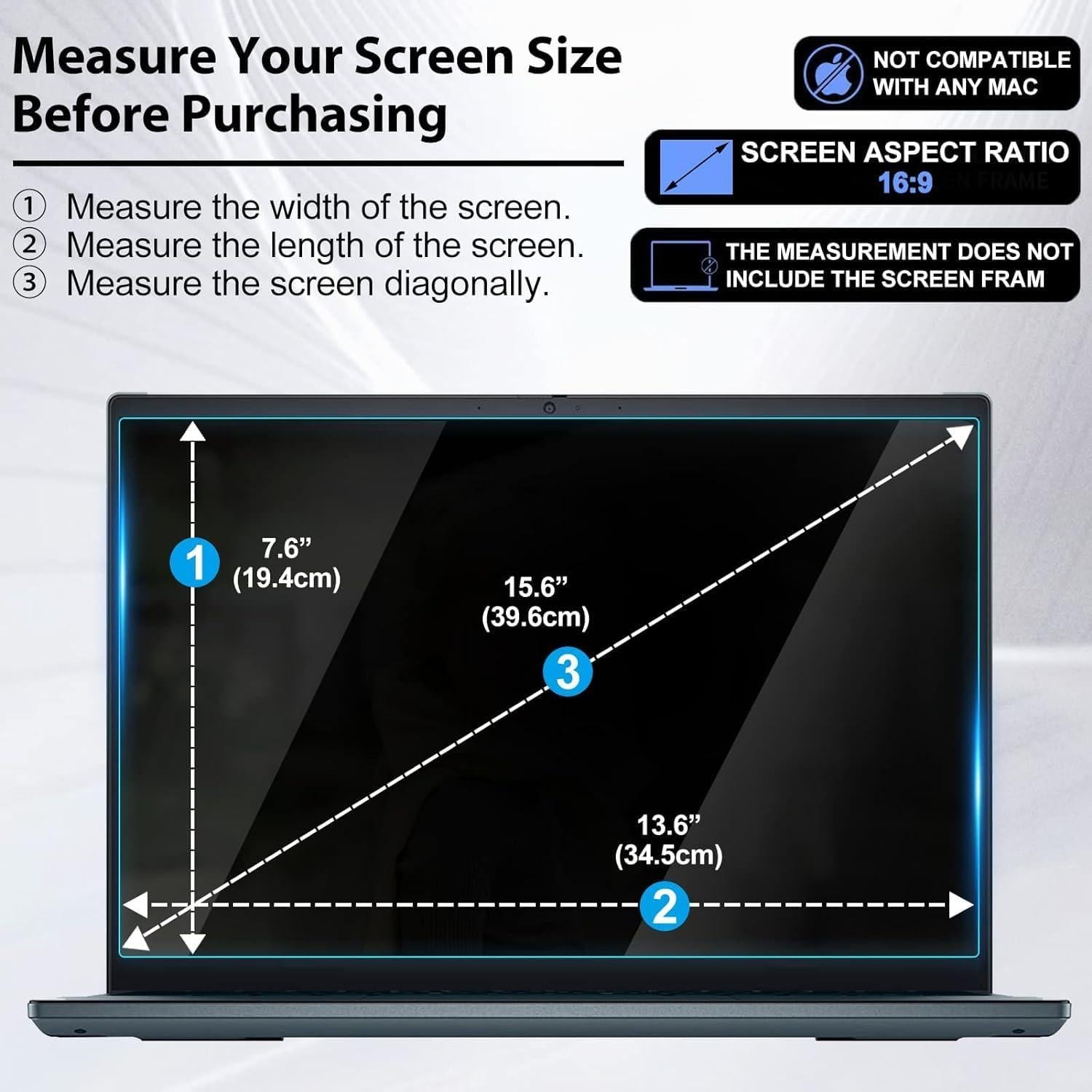 Protector de Pantalla Vidrio Templado 9H para Laptops HP 15.6"