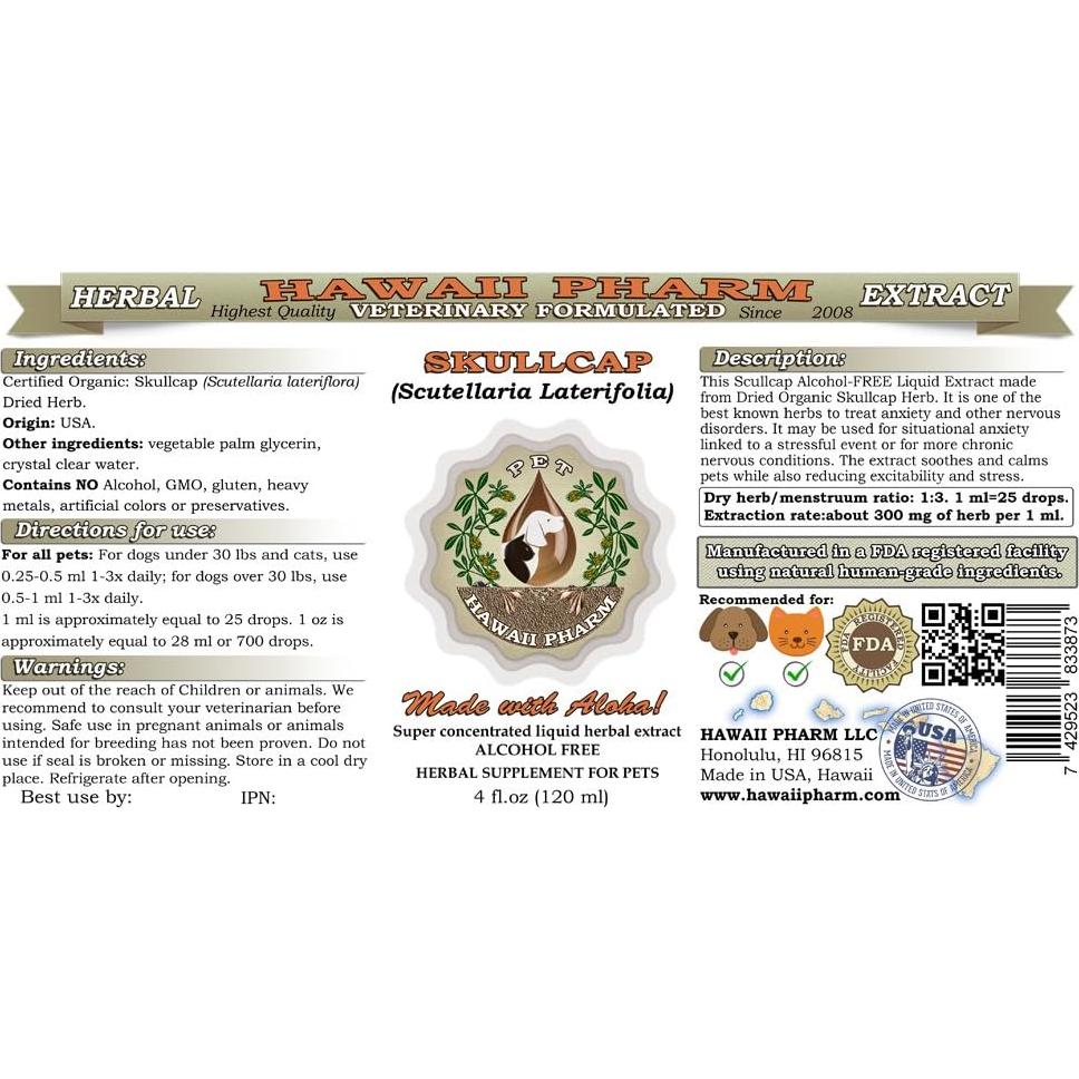 Extracto Líquido Natural Sin Alcohol Skullcap Hawaii Pharm 2x113.4g