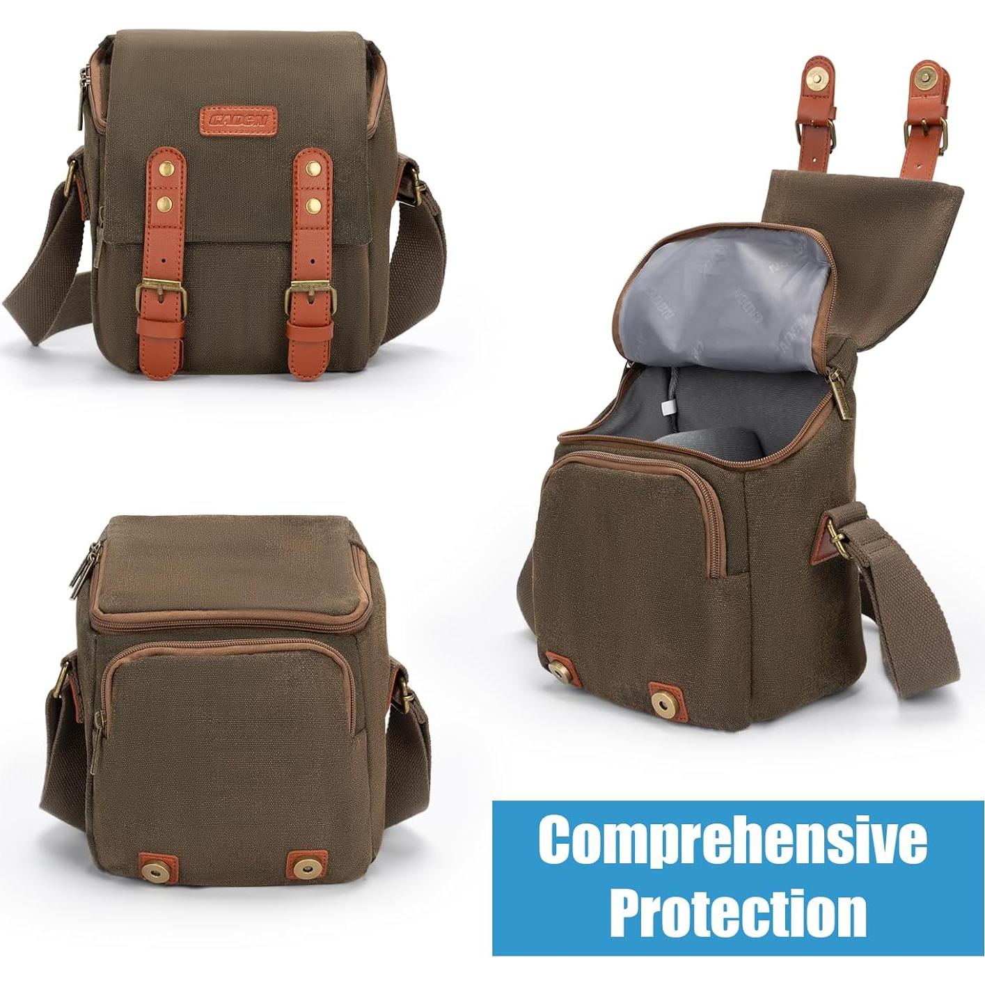 Bolsa de Cámara Compacta CADeN N1 Marrón Impermeable 19x14.9x22.8 cm