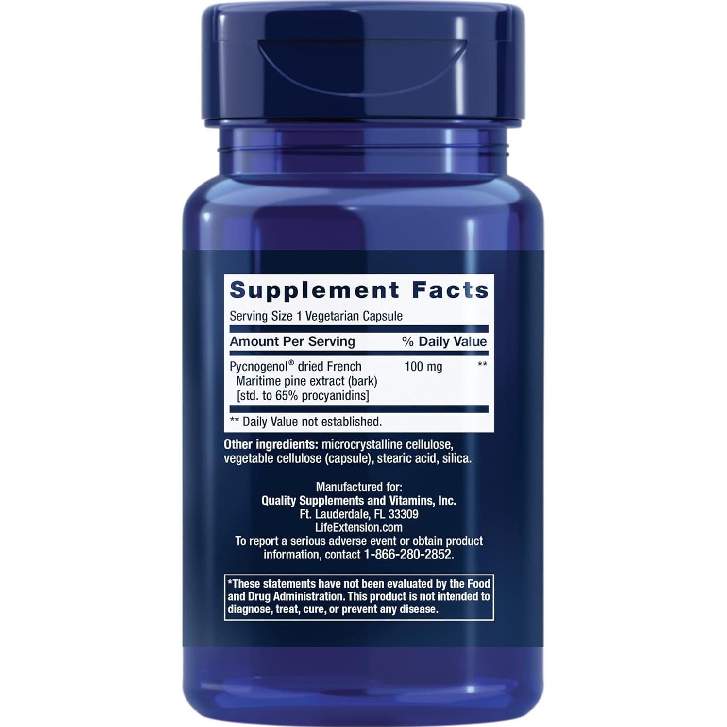 Suplemento Pycnogenol Life Extension - 60 cápsulas antioxidantes