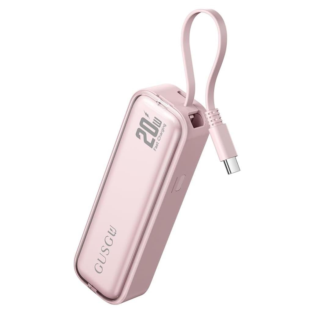 Cargador Portátil Gusgu 5000mAh 2 en 1 USB-C Rosa