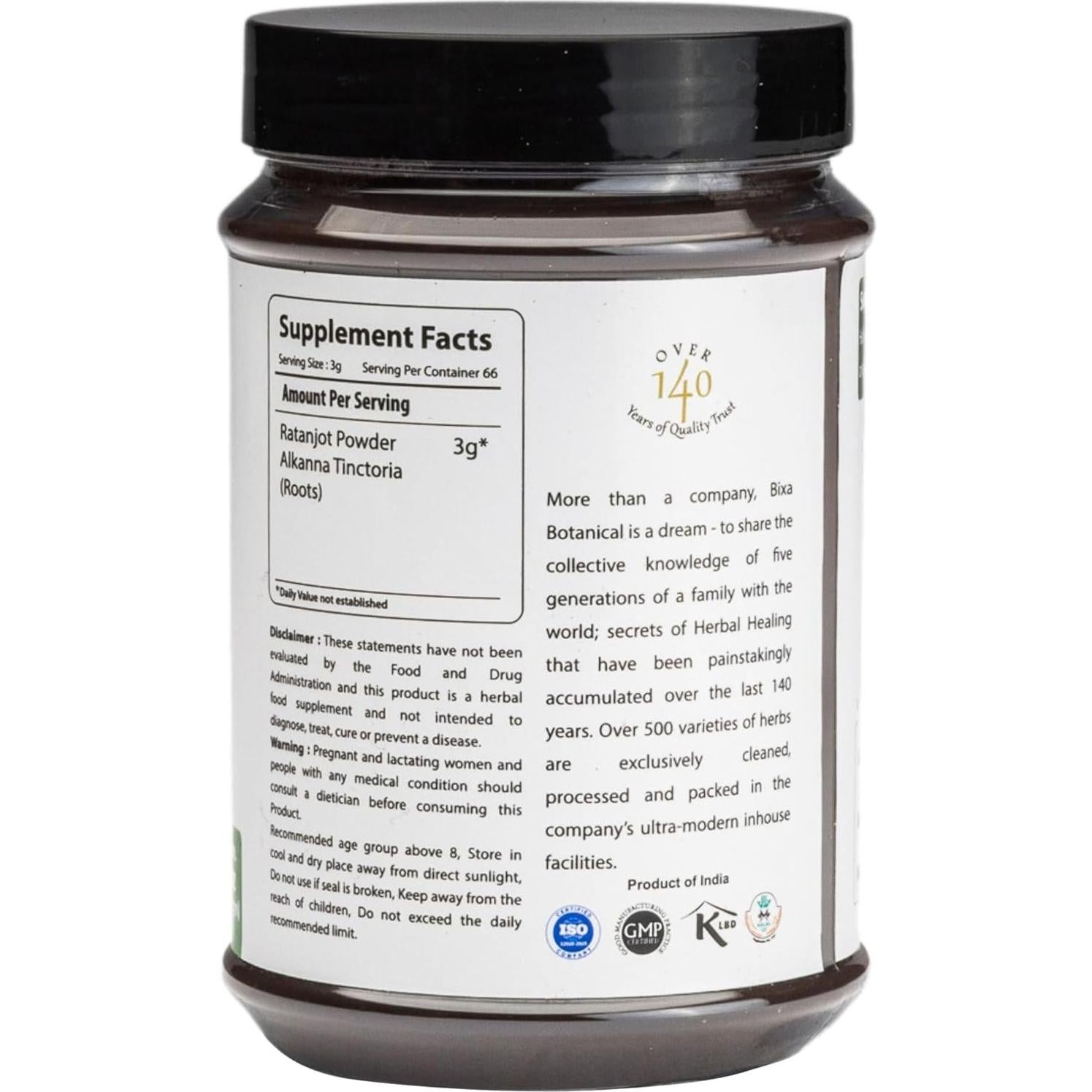 Polvo de Raíz de Alcanet Bixa Botanical 200g Antioxidante Vegano