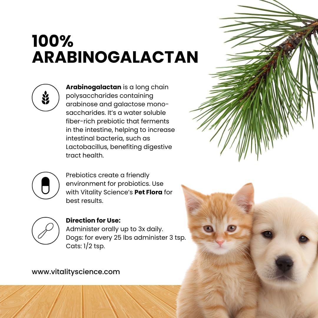 Arabinogalactano Prebiótico Vitality Science 120g para Mascotas