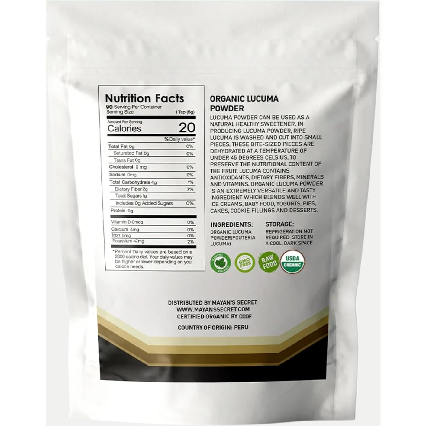 Polvo de Lucuma Orgánico Mayan's Secret 454 g - Superalimento