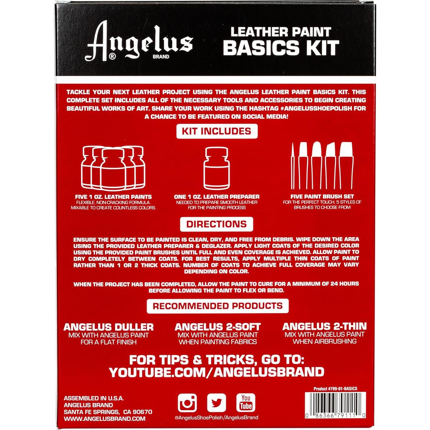 Kit de Pintura de Cuero Angelus - 5 Colores Acrílicos 30 ml