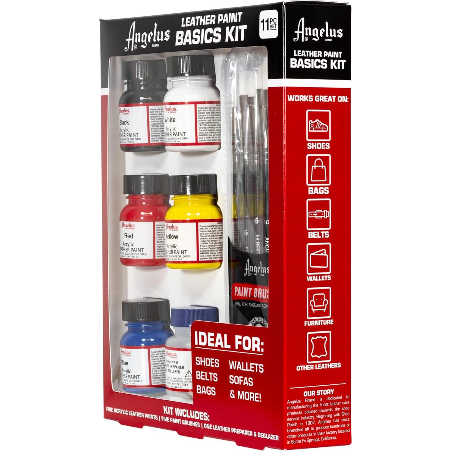 Kit de Pintura de Cuero Angelus - 5 Colores Acrílicos 30 ml