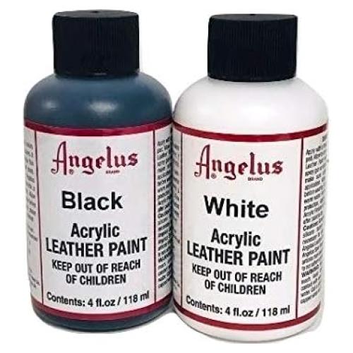 Pintura Acrílica Impermeable Angelus 4oz Dúo Negro y Blanco