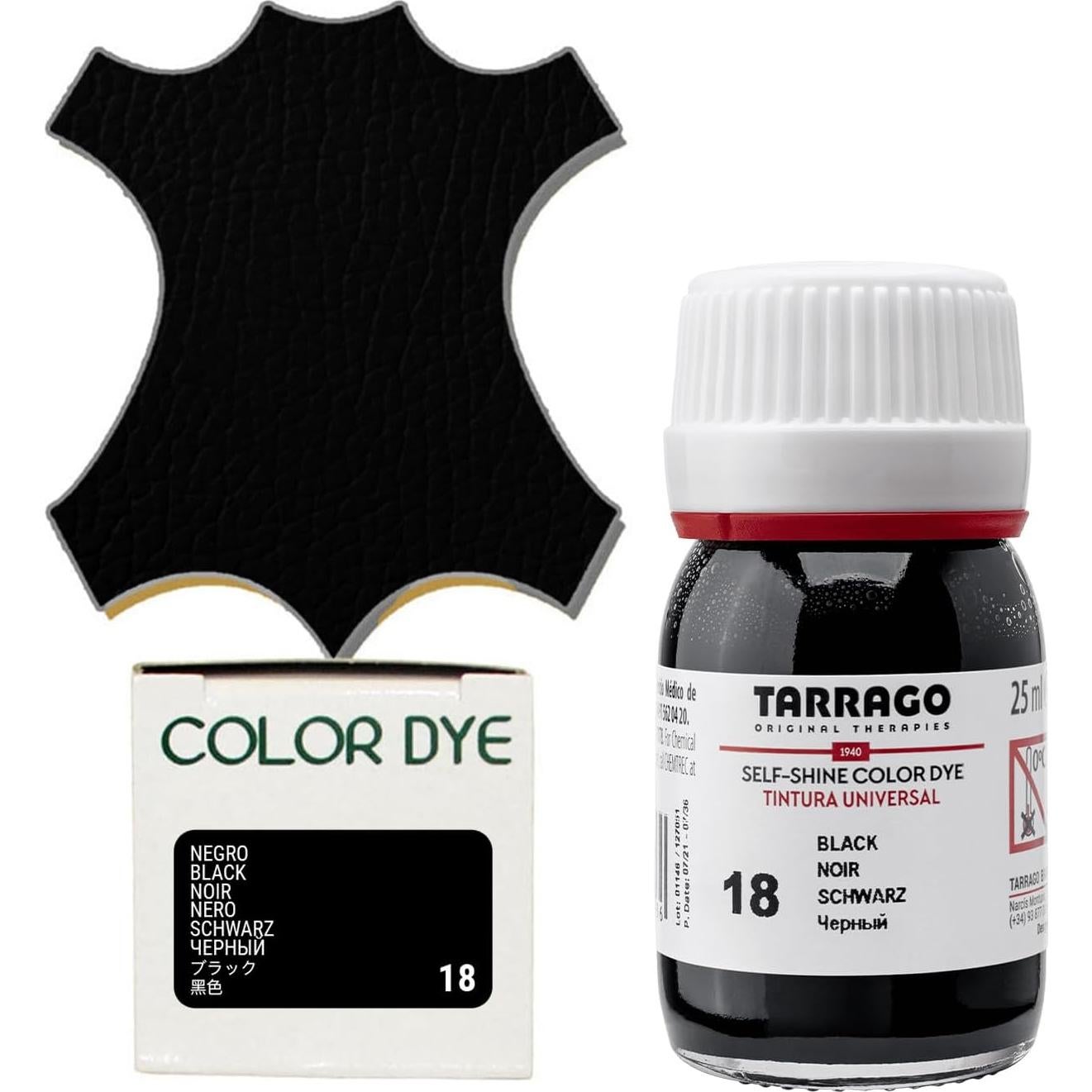 Kit de Tinte para Cuero Tarrago 25mL Negro #18 - Restaura y Recolora