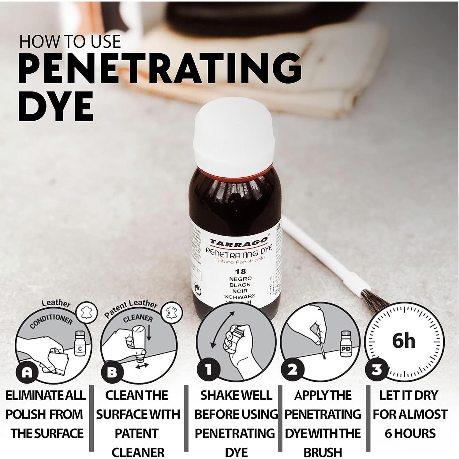 Tinte Natural para Cuero Tarrago 50 ml Negro #18 con Pincel