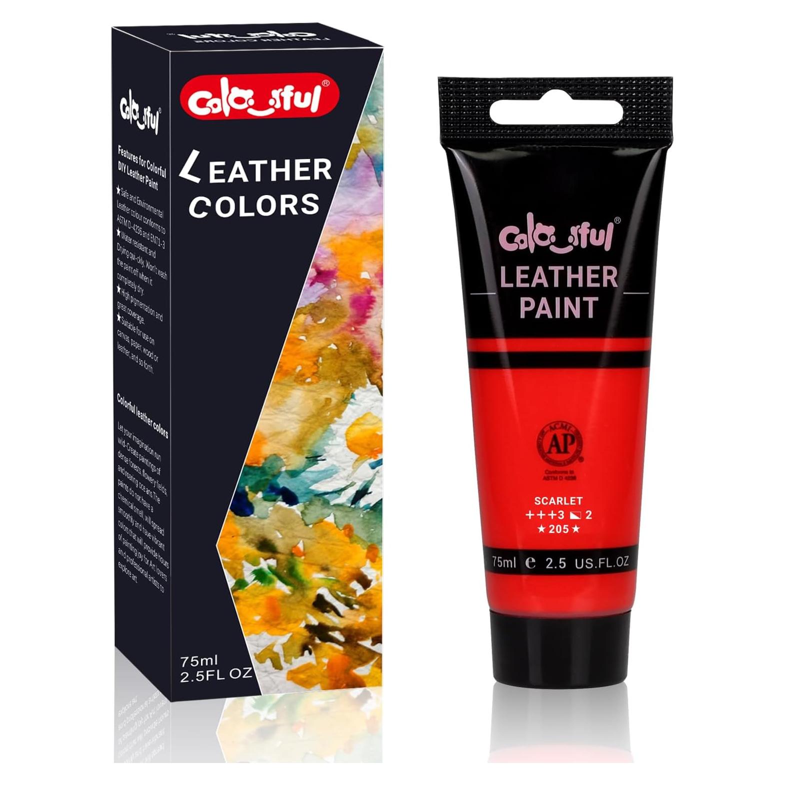 Pintura Acrílica Colorida para Cuero Color Rojo 75ml - Marca Colorido