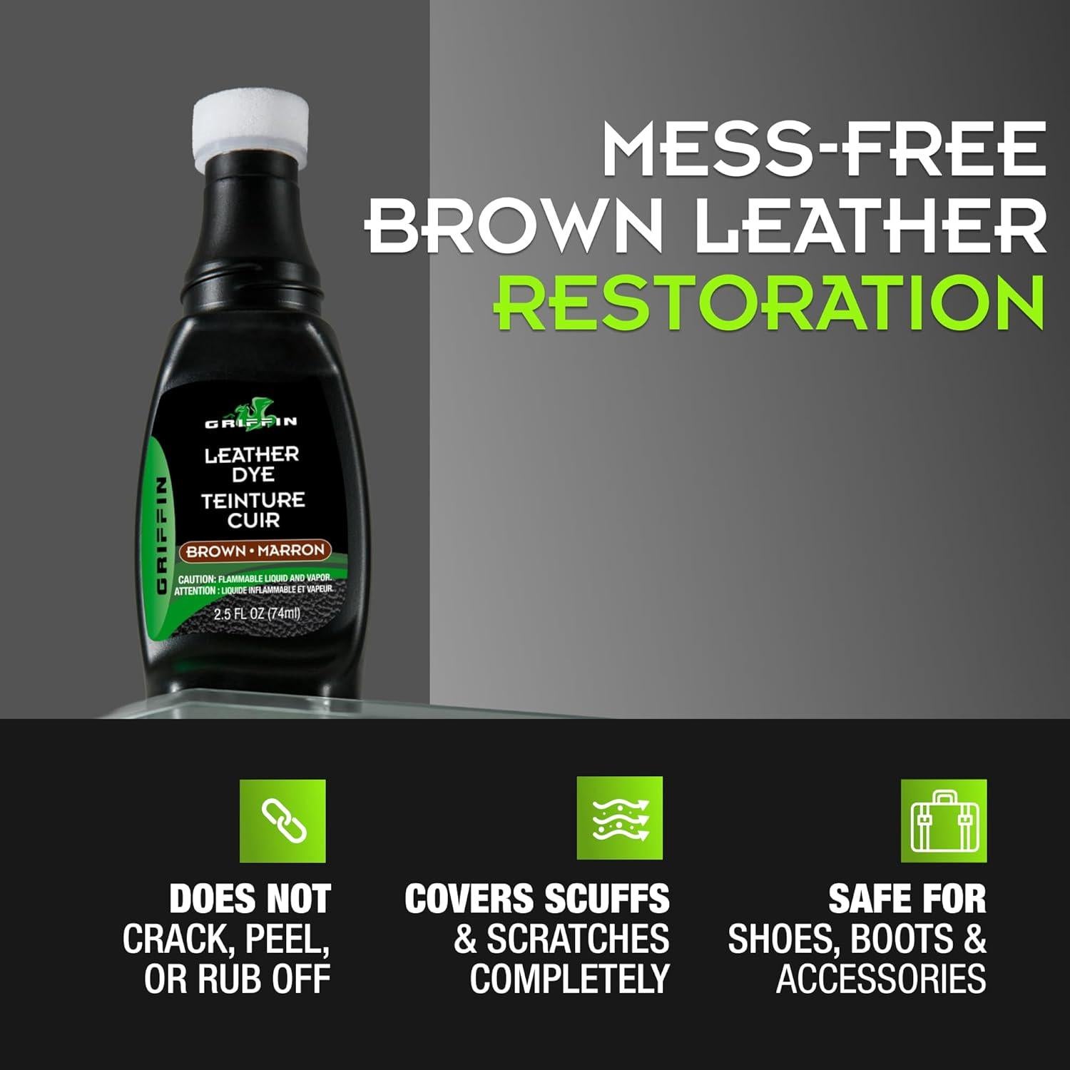 Tinte para zapatos marrón Griffin 74.8 ml - Restaurador de cuero