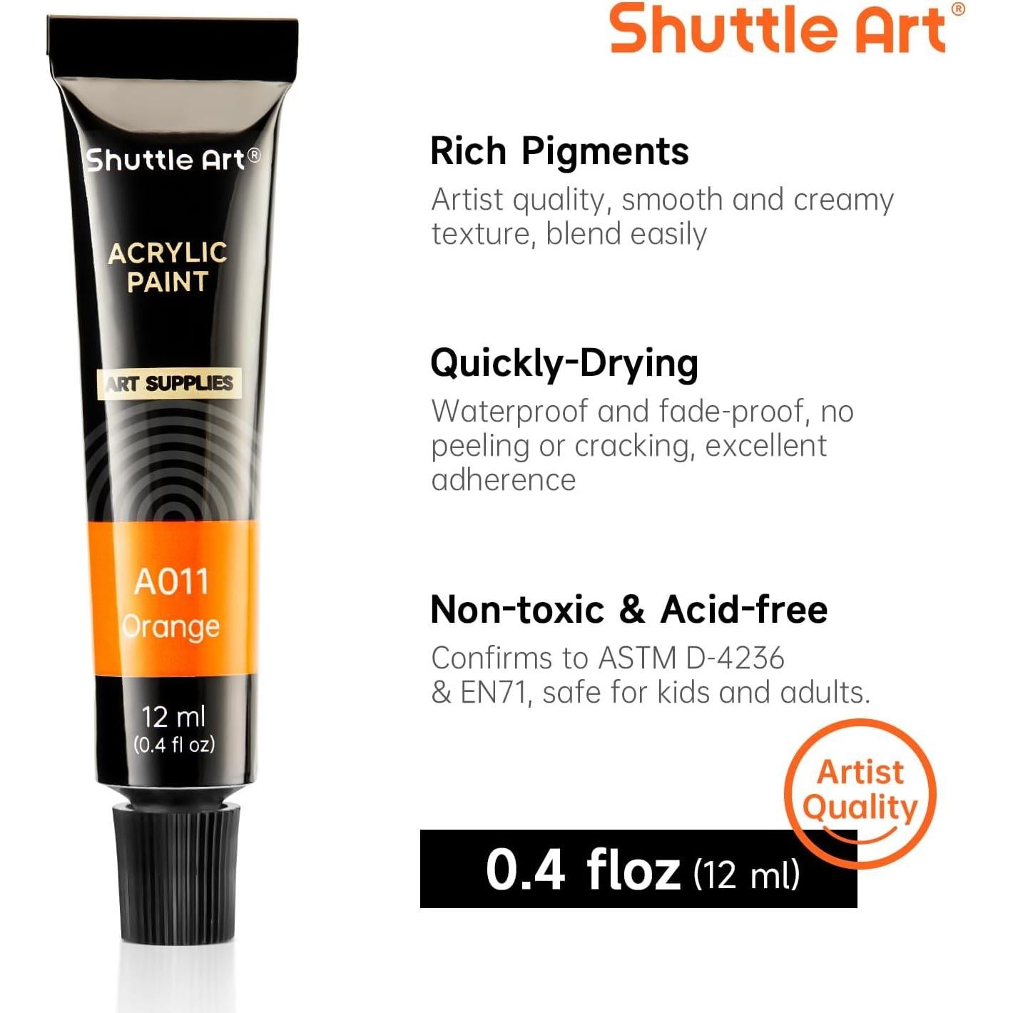 Juego de Pintura Acrílica Shuttle Art 30 Colores 12ml No Tóxica