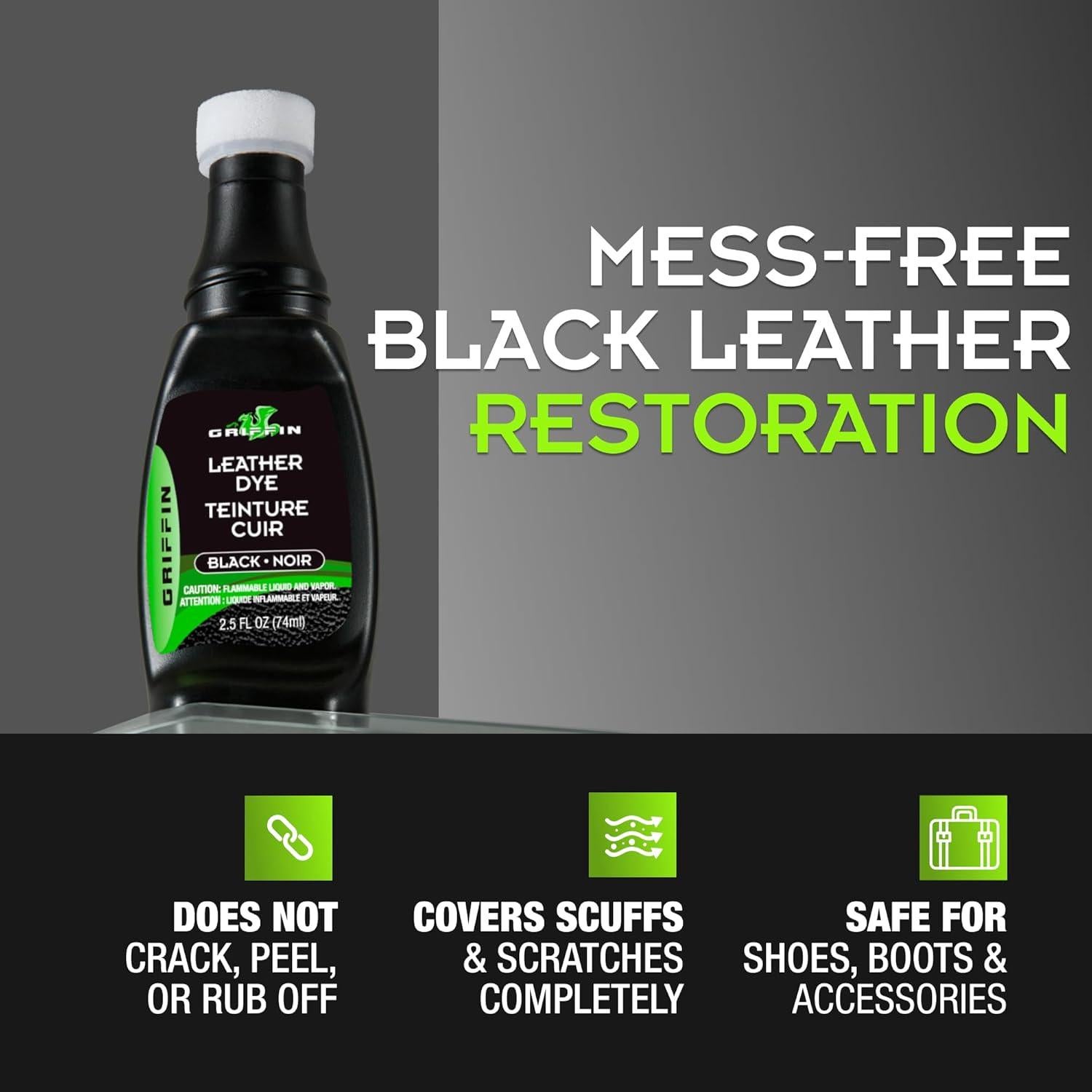 Tinte de Cuero Negro Griffin 70.87g - Repara Rayones y Desvanecimiento