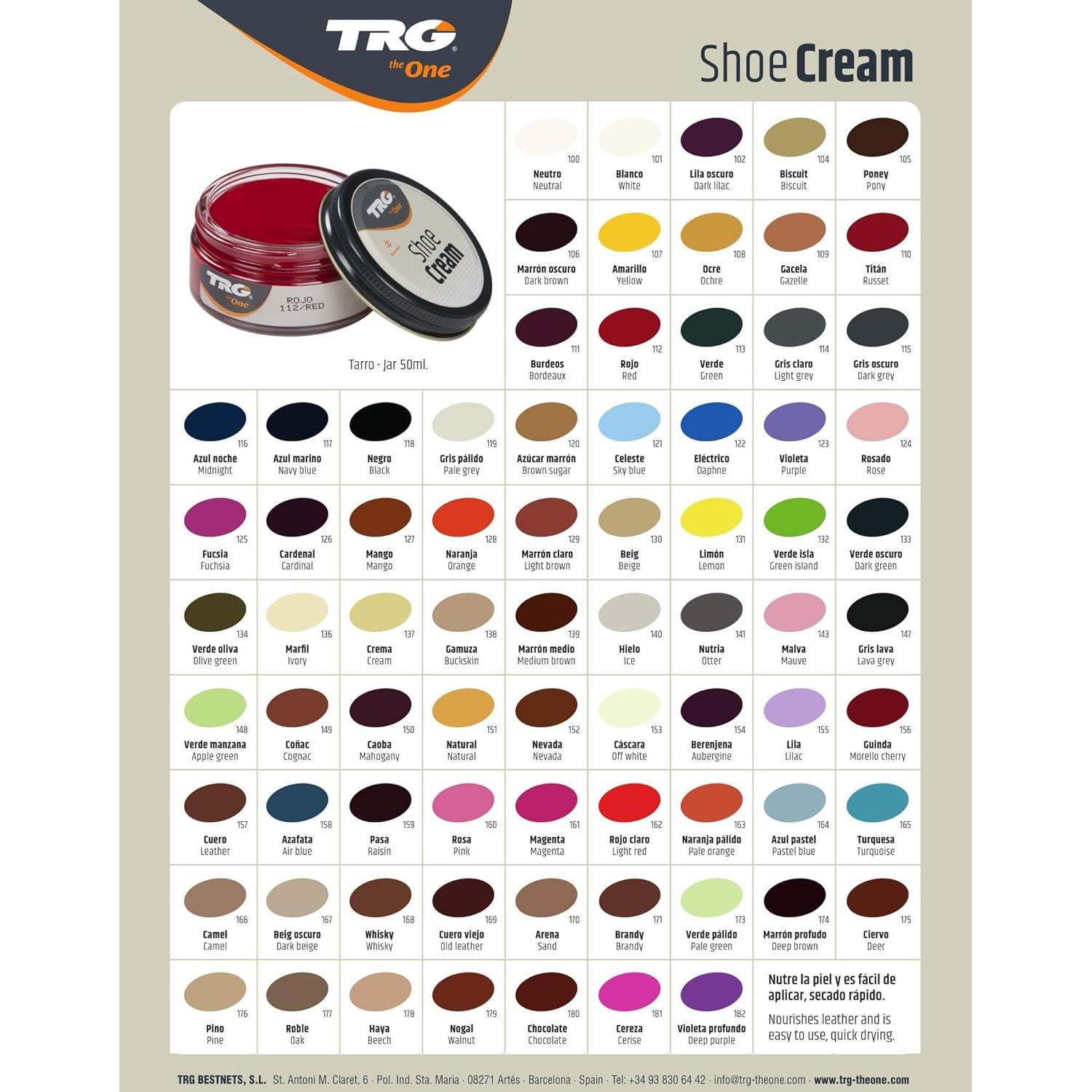 Crema Nutritiva para Cuero TRG el Uno 120ml - Color Azúcar Moreno