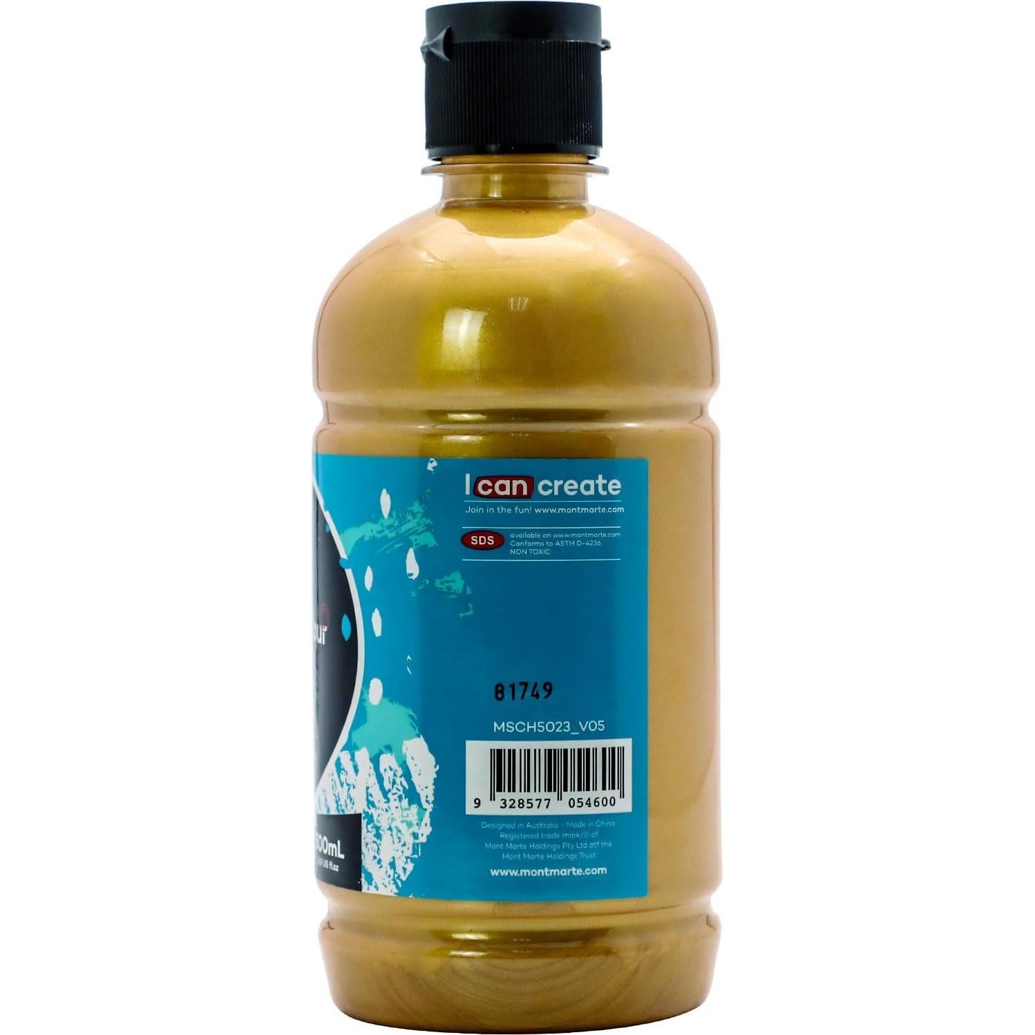 Pintura Acrílica Metálica Mont Marte 500ml - Oro, Plata, Bronce, Cobre