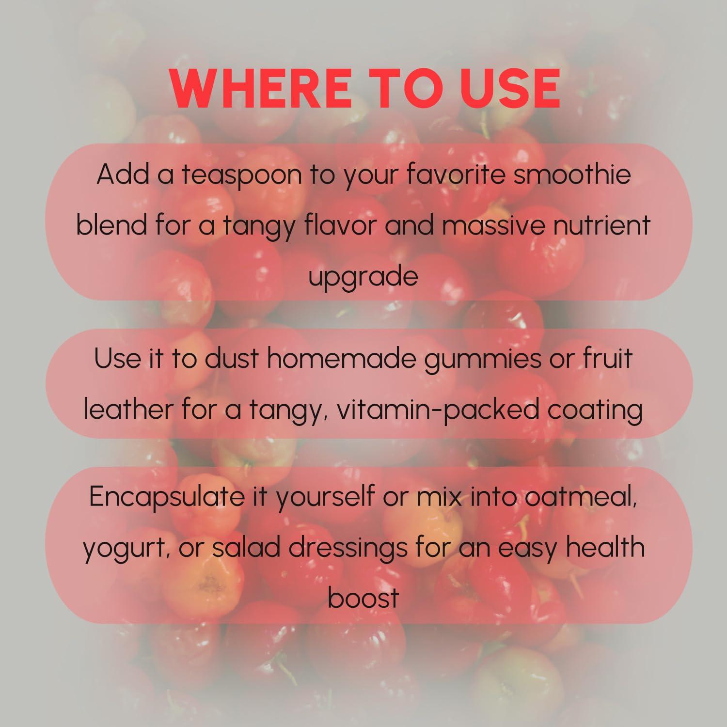 Polvo de Cereza Acerola 227 g - Vitamina C Natural para Batidos