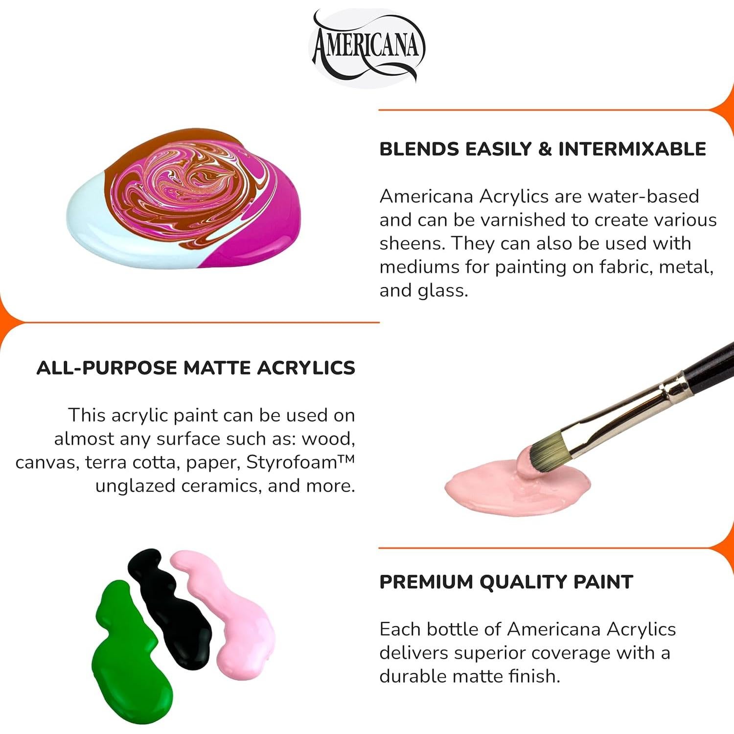 Set de Pintura Acrílica Americana DecoArt 18 Botellas 59 ml