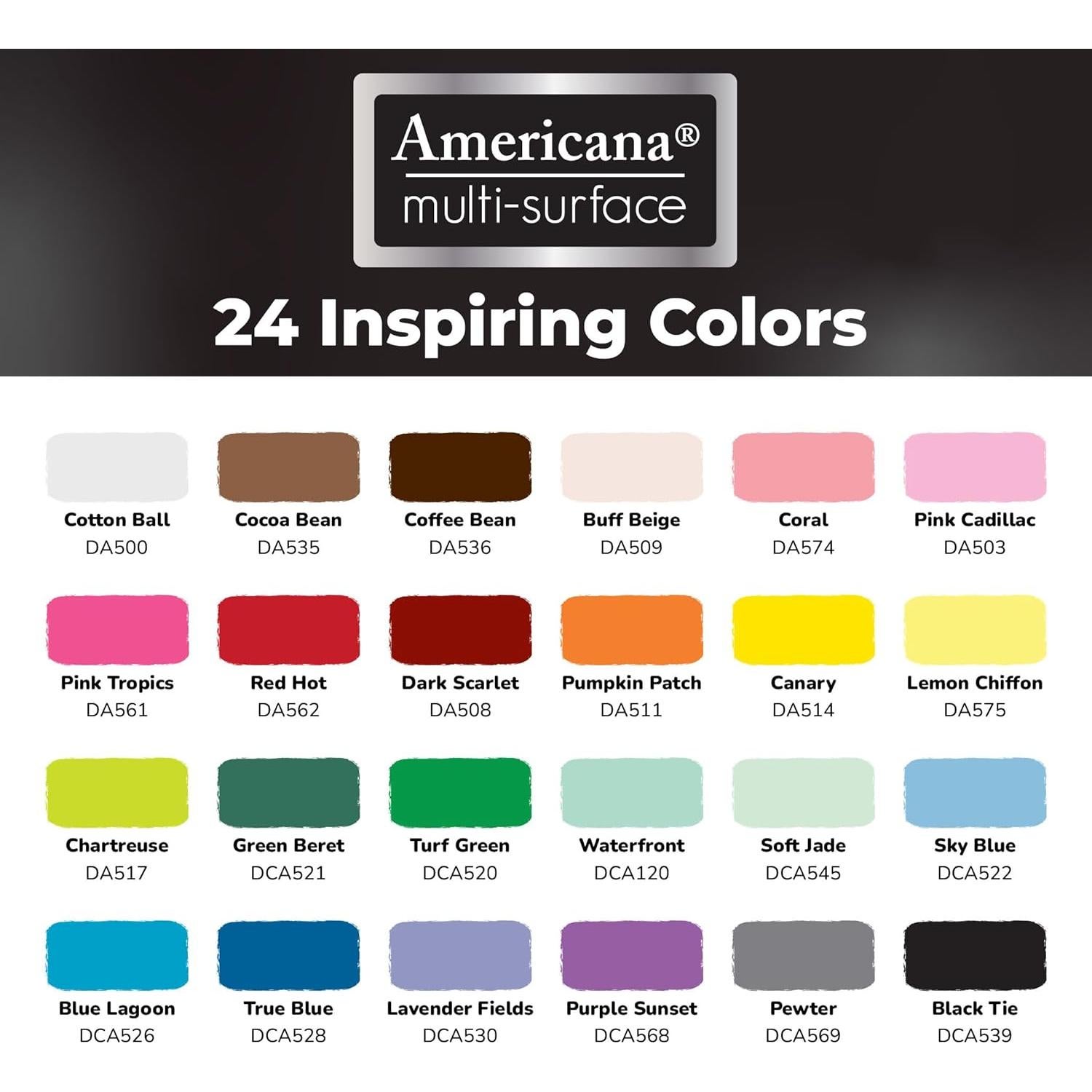 Set de Pintura Acrílica Satinada Multi-Superficie DecoArt 24 Colores 1419.53 ml