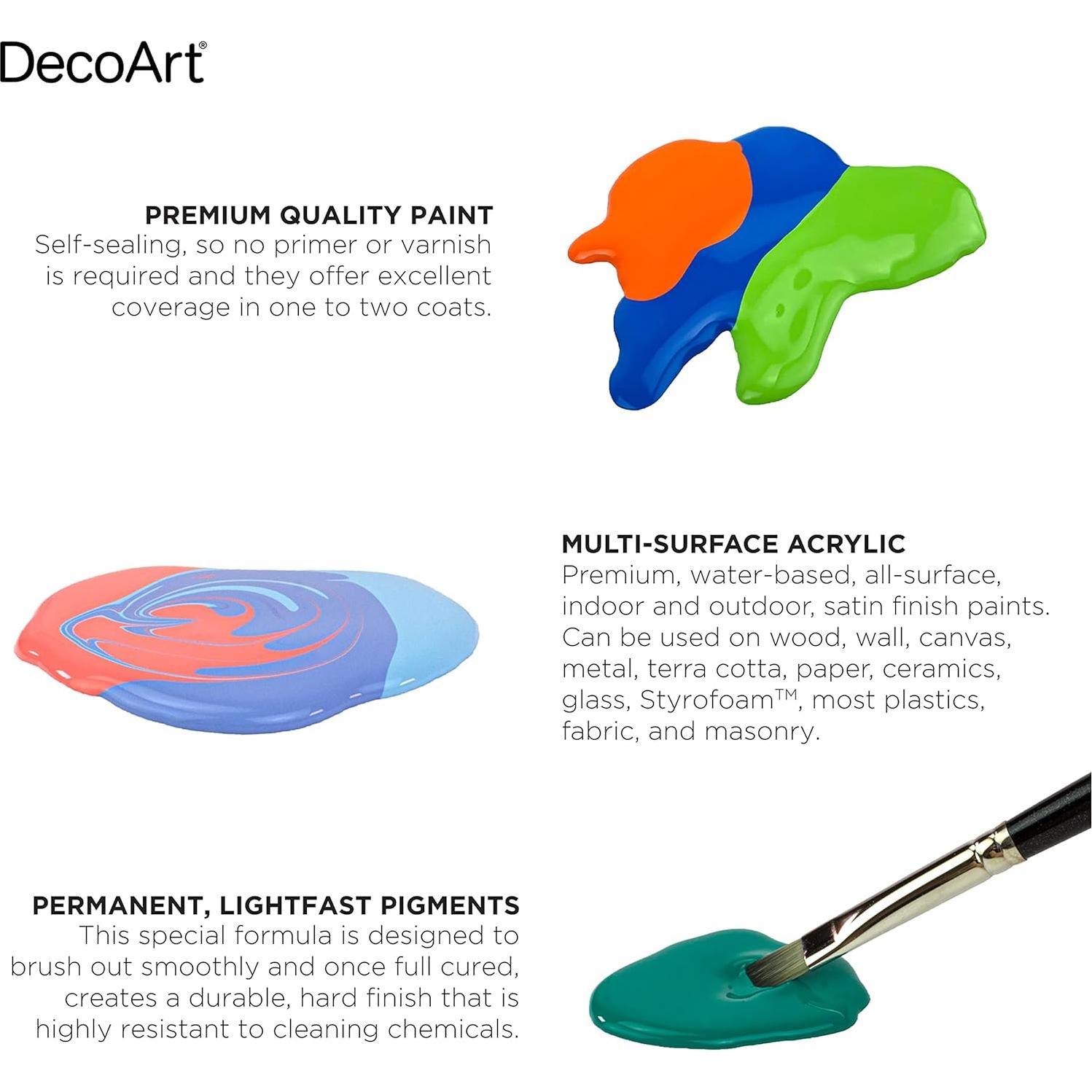 Set de Pintura Acrílica Satinada Multi-Superficie DecoArt 24 Colores 1419.53 ml