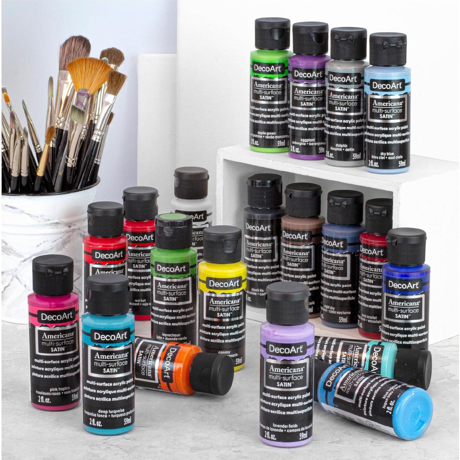 Set de Pintura Acrílica Satinada Multi-Superficie DecoArt 24 Colores 1419.53 ml
