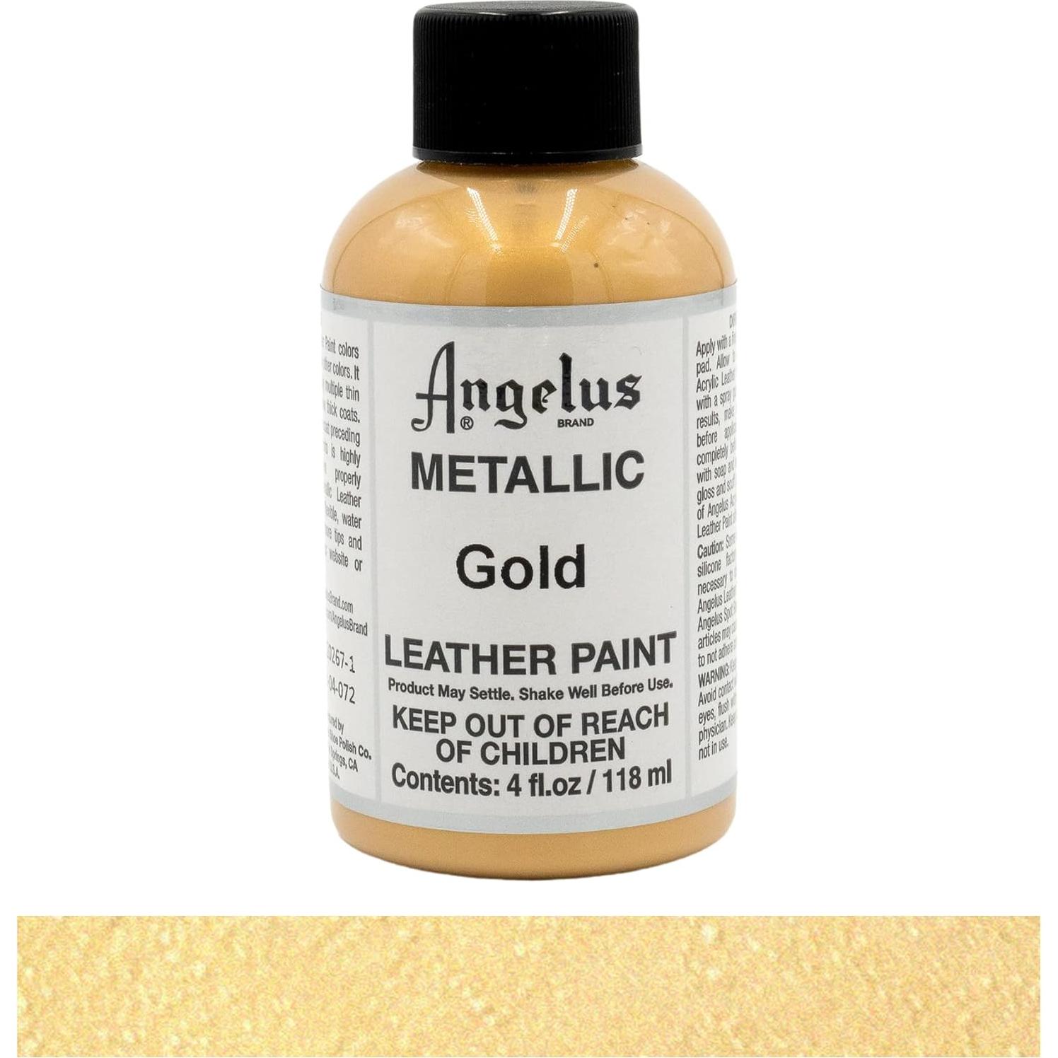 Pintura Acrílica para Cuero Angelus 118.3 ml Oro Brillante