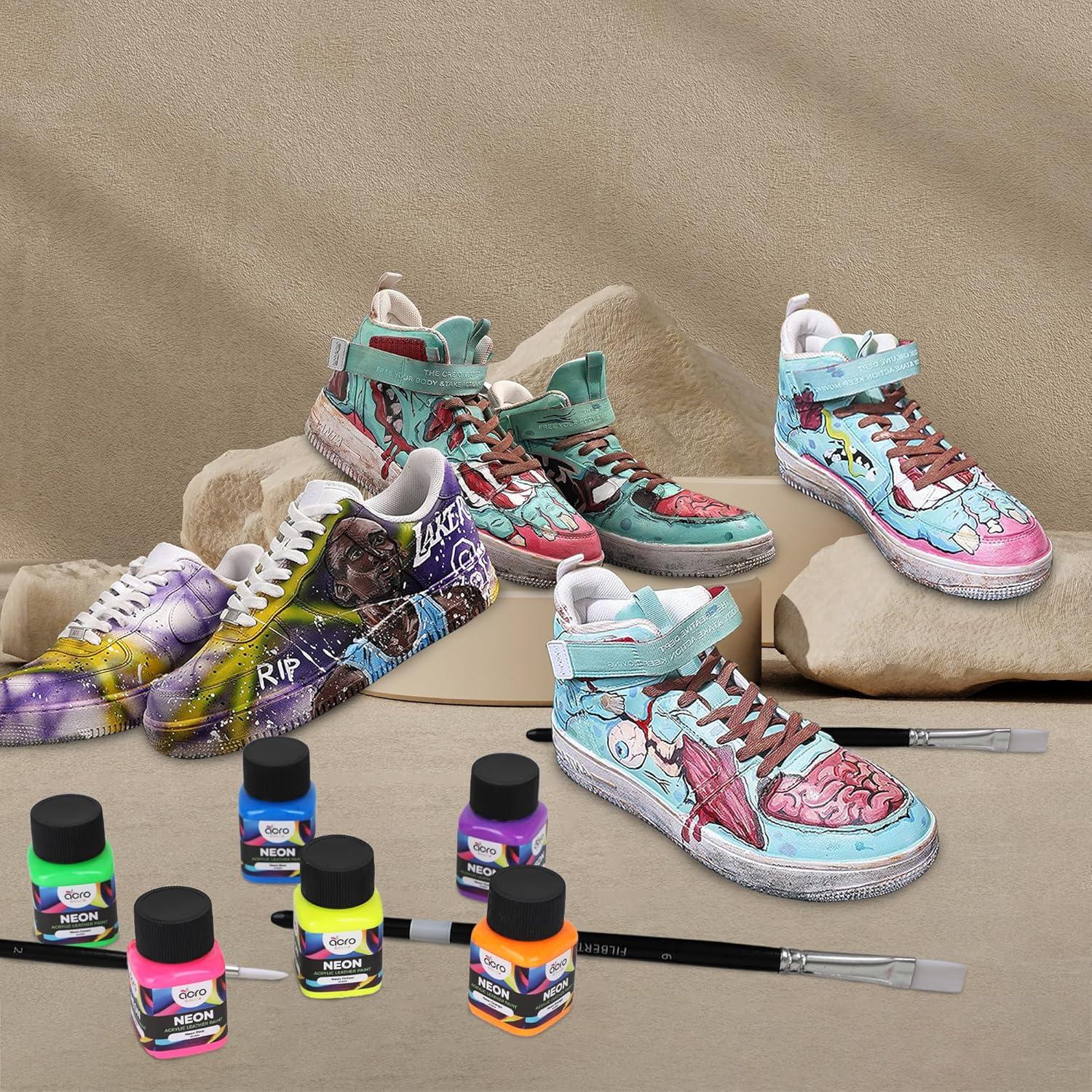 Kit de Pintura Acrílica para Cuero Acro Color - 6 Colores Neón