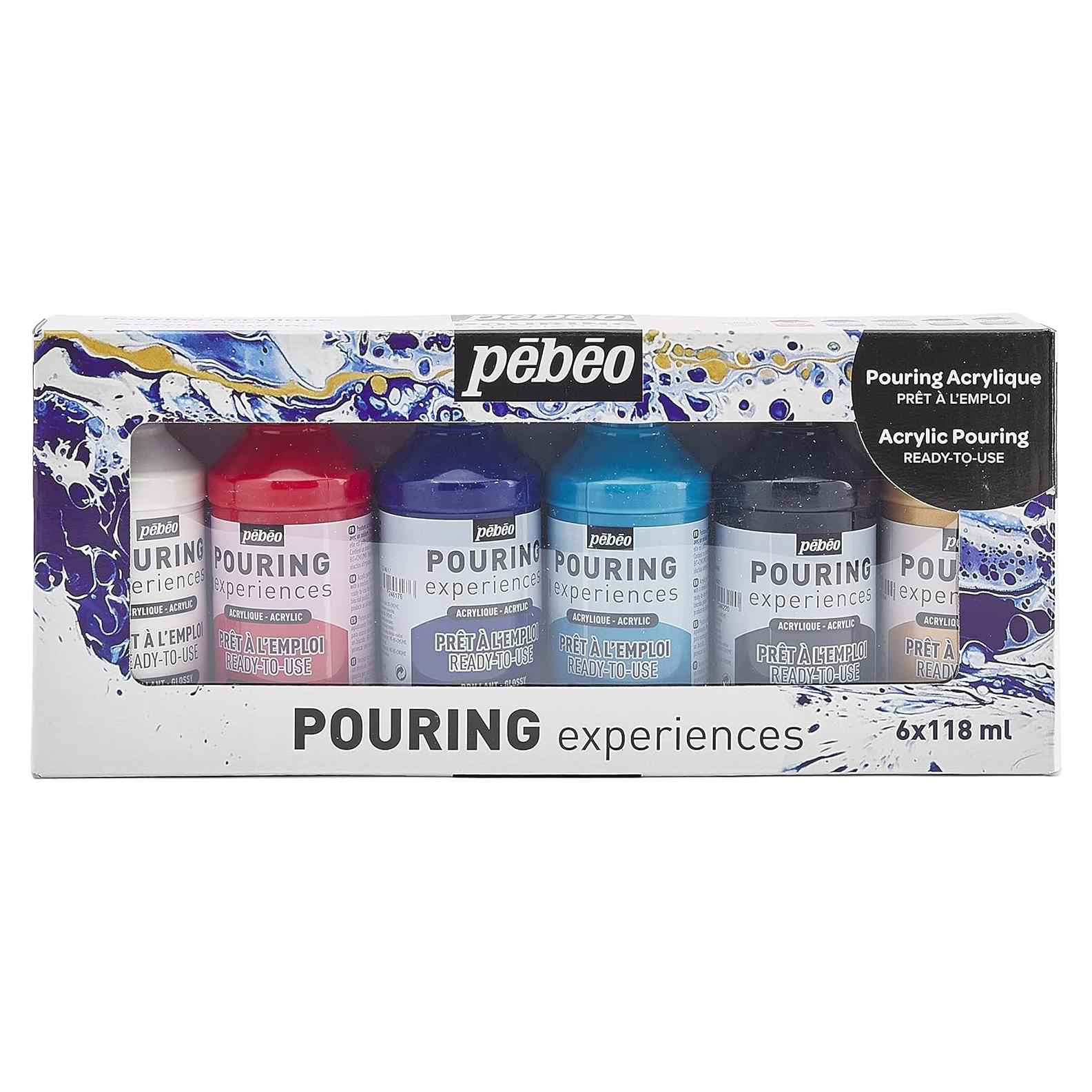 Kit de Pintura Acrílica Pebeo 6 Colores 118ml Listo para Verter