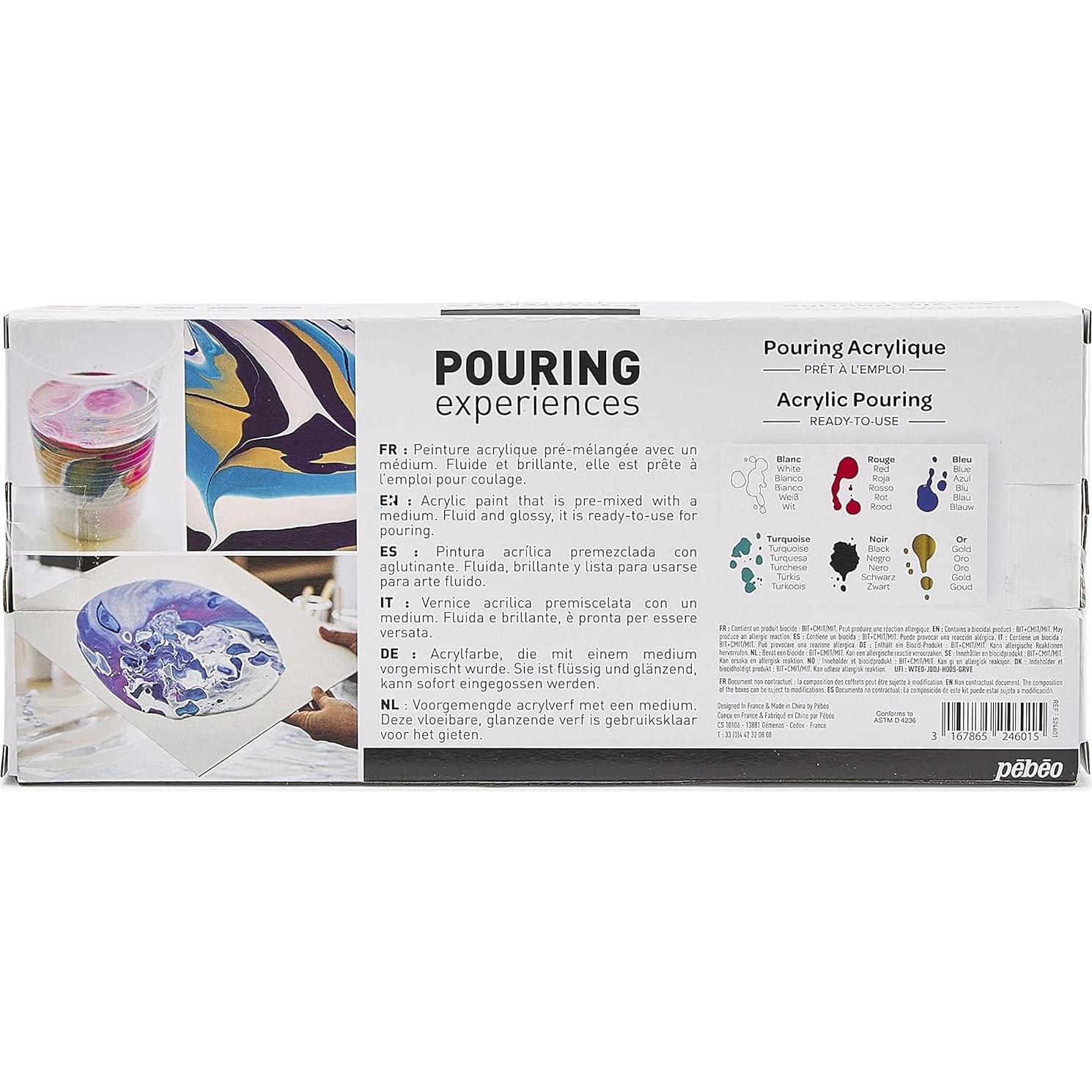 Kit de Pintura Acrílica Pebeo 6 Colores 118ml Listo para Verter