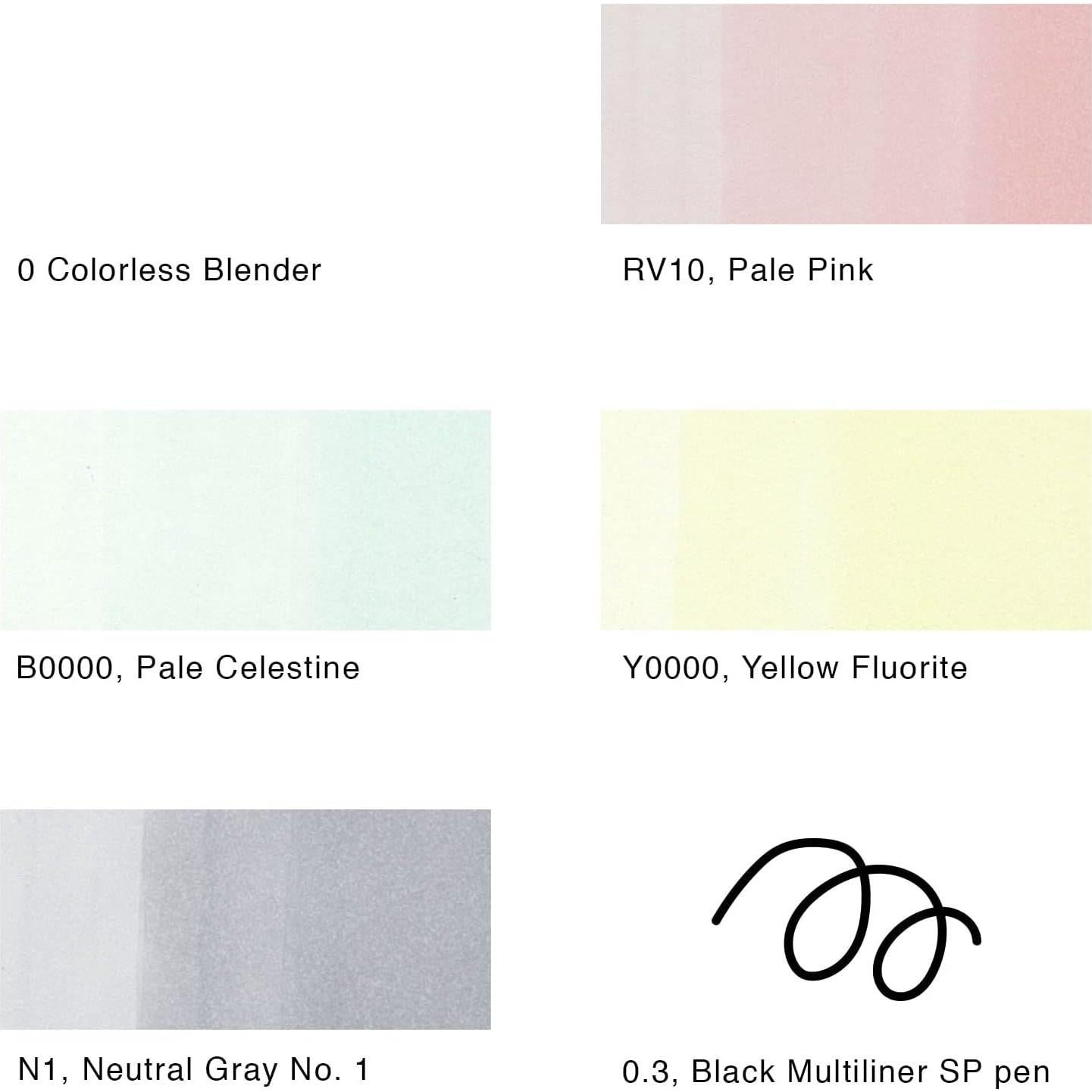 Set de Marcadores Copic Sketch 6 Piezas + Pluma Multiliner SP