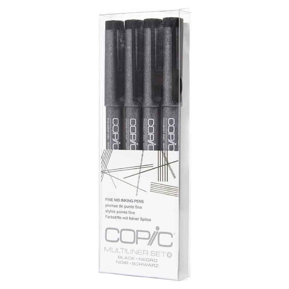 Marcadores Copic Multiliner Set 4 Piezas Tinta Pigmento Negra