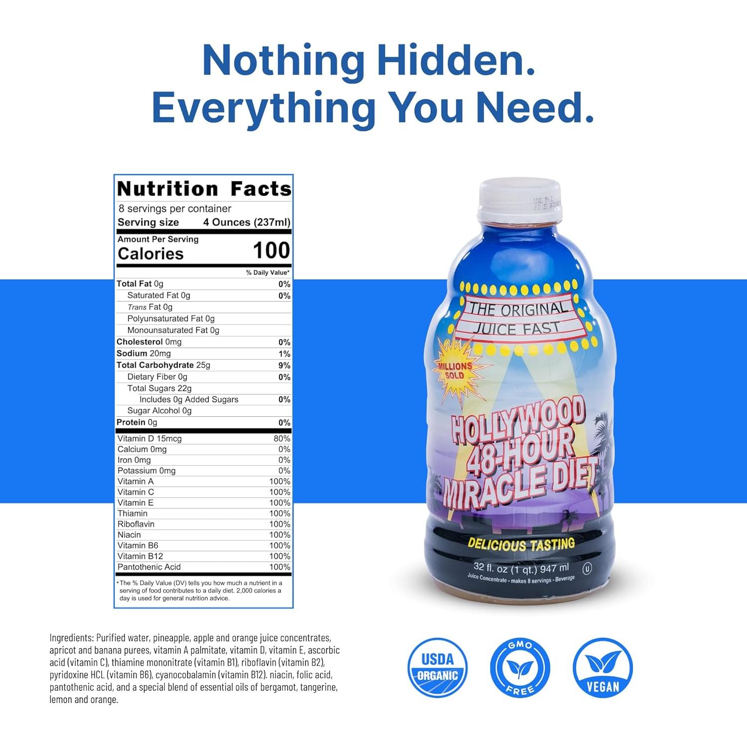 Dieta Milagrosa de Hollywood Jugo Detox 946 ml - Pérdida de Peso