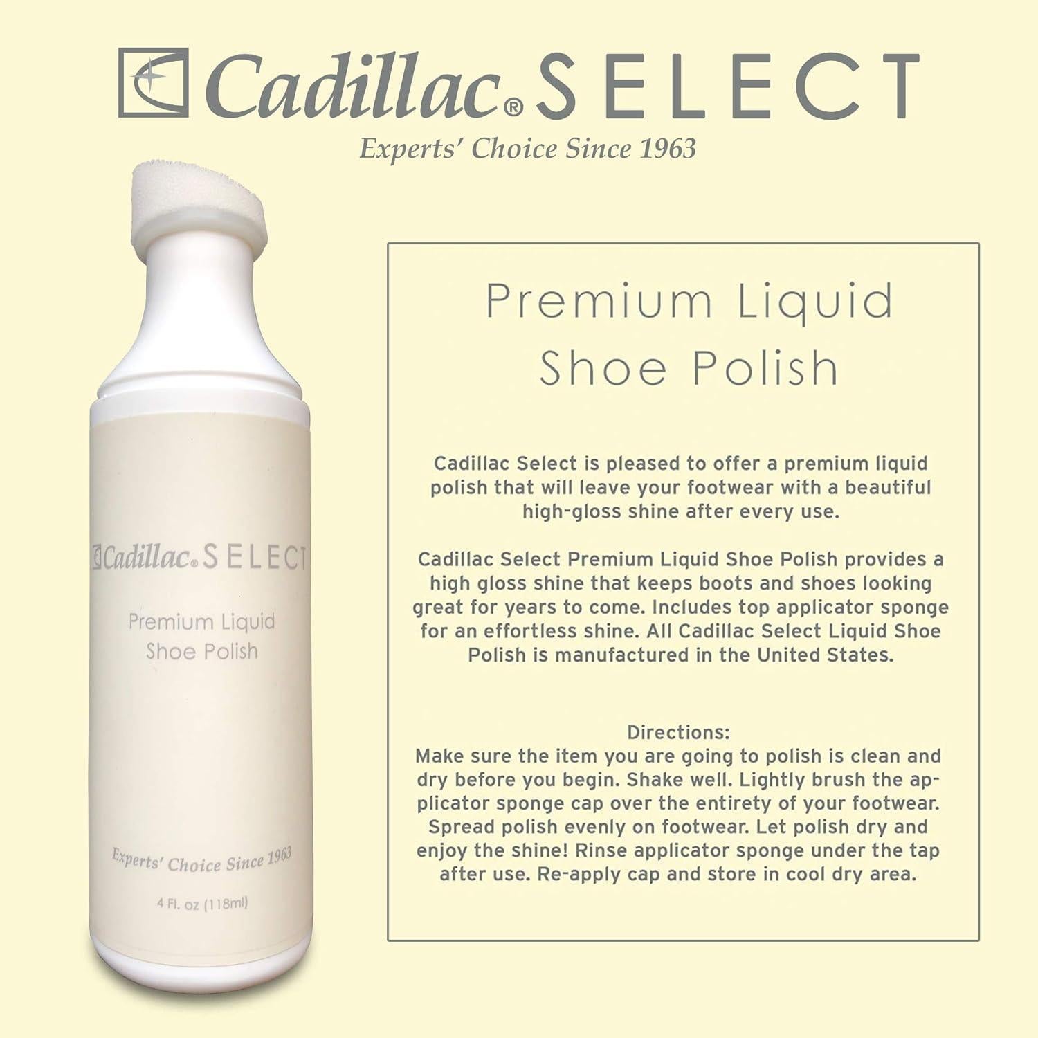 Pulidor Líquido para Zapatos Cadillac Select 159g con Aplicador