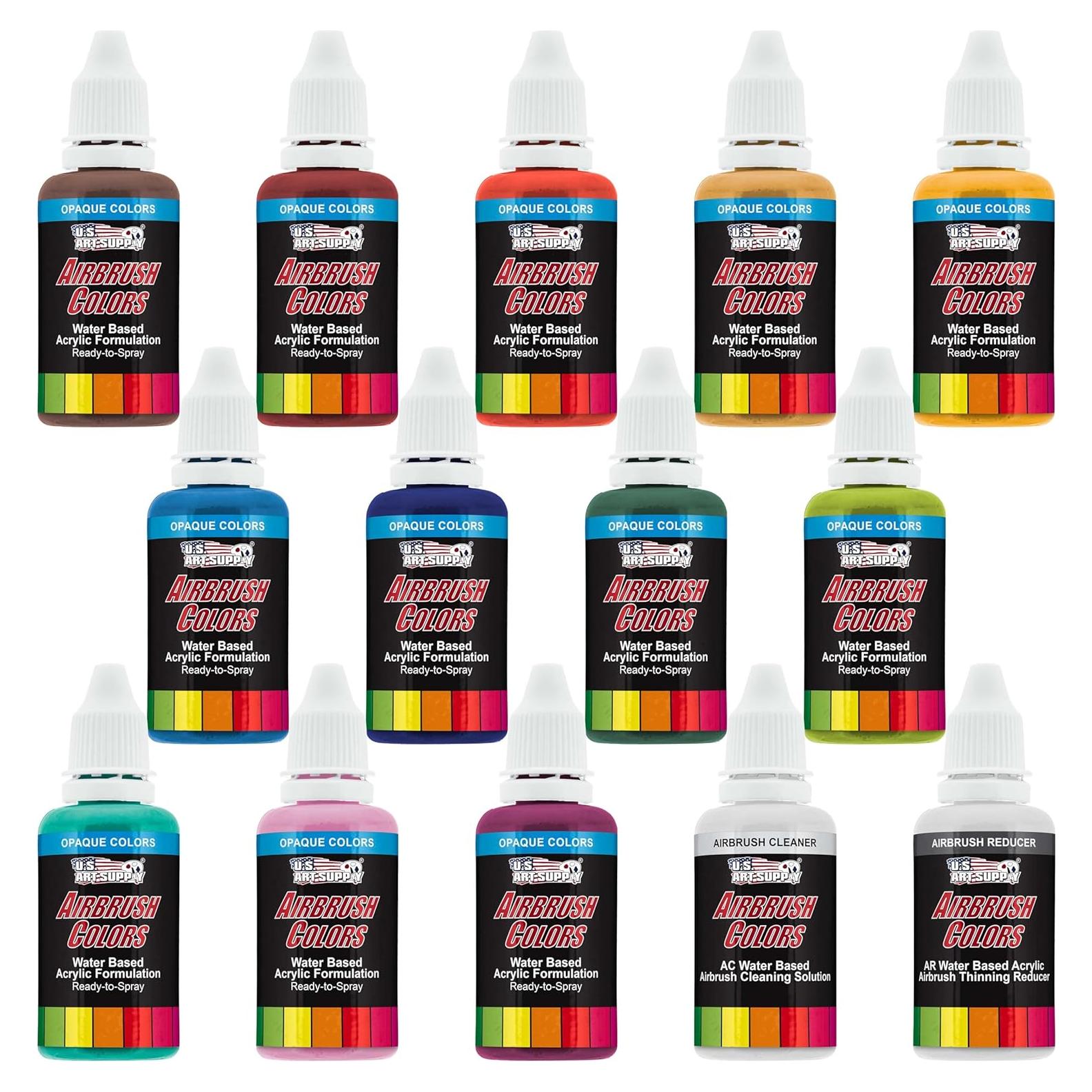 Juego de Pintura Airbrush U.S. Art Supply - 12 Colores Opacos 1 Oz