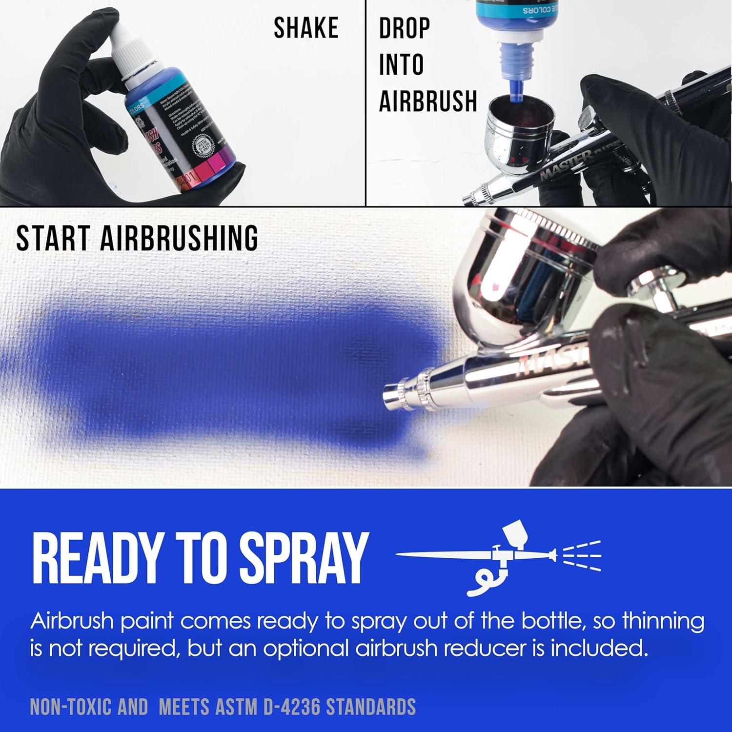 Juego de Pintura Airbrush U.S. Art Supply - 12 Colores Opacos 1 Oz