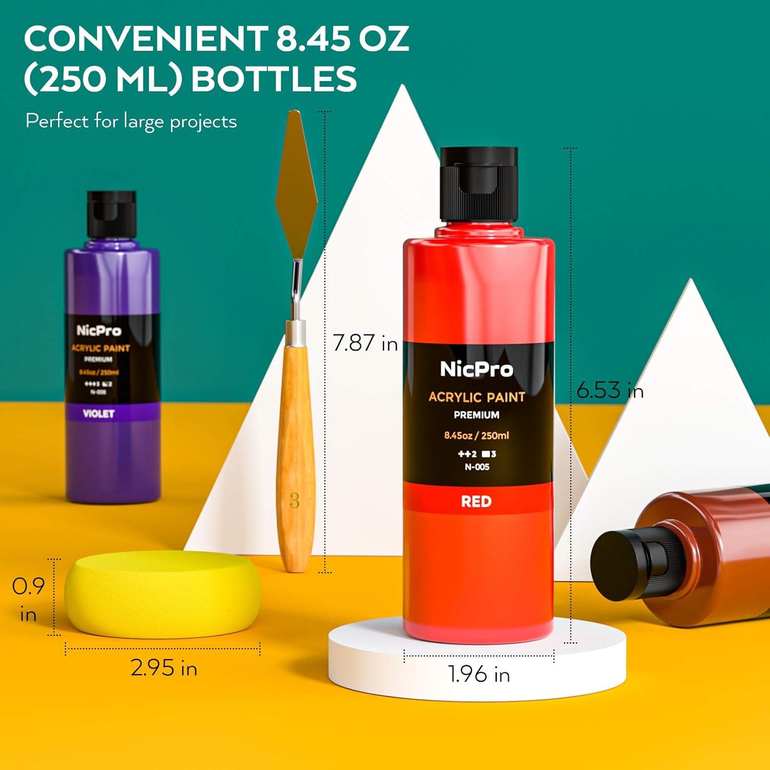 Set de Pintura Acrílica Nicpro 18 Colores 250ml No Tóxicos