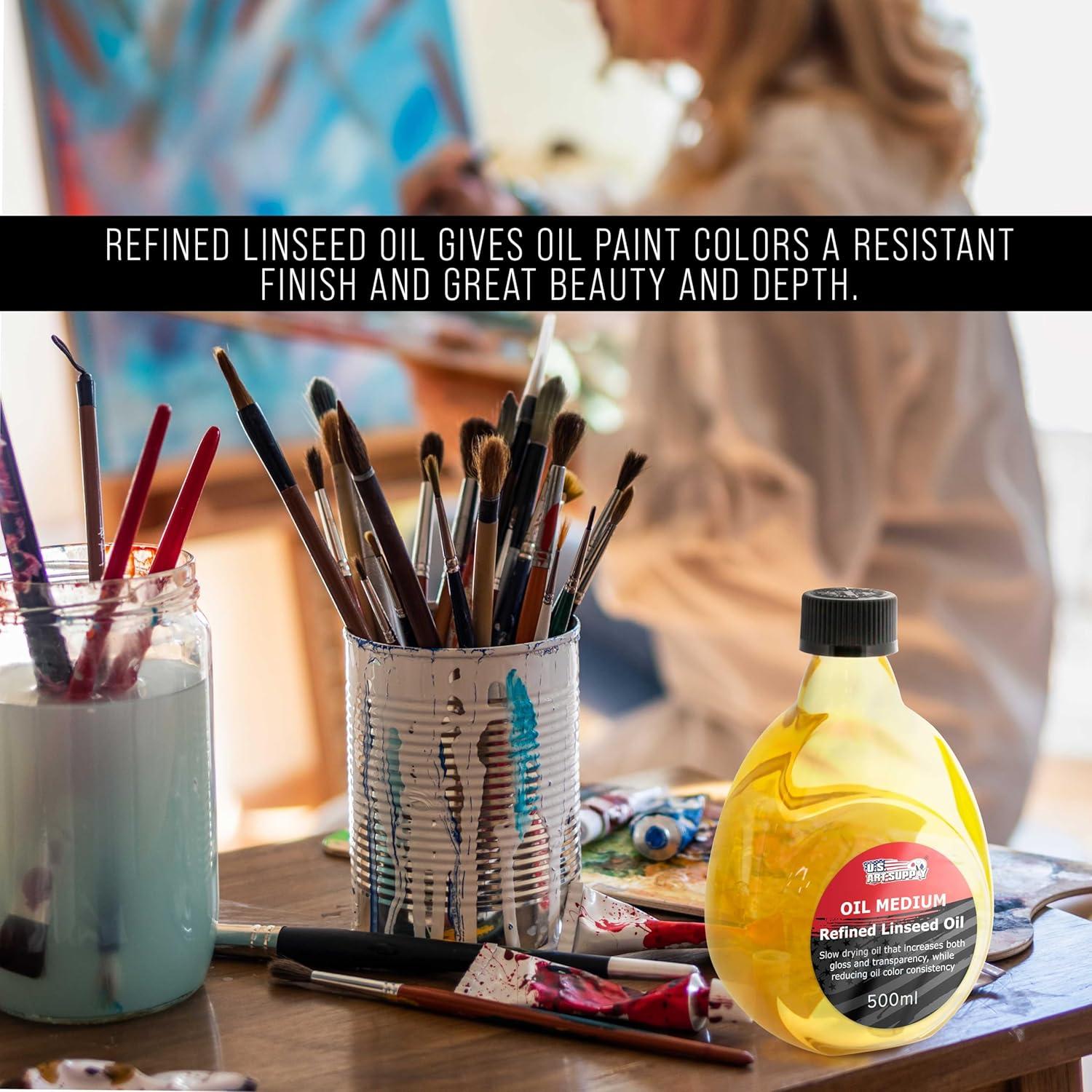 Aceite de Linaza Refinado U.S. Art Supply 500ml - Brillante