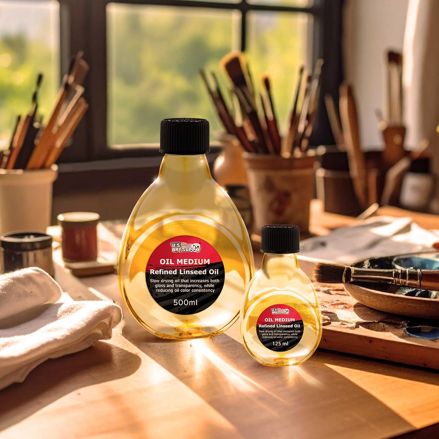 Aceite de Linaza Refinado U.S. Art Supply 500ml - Brillante