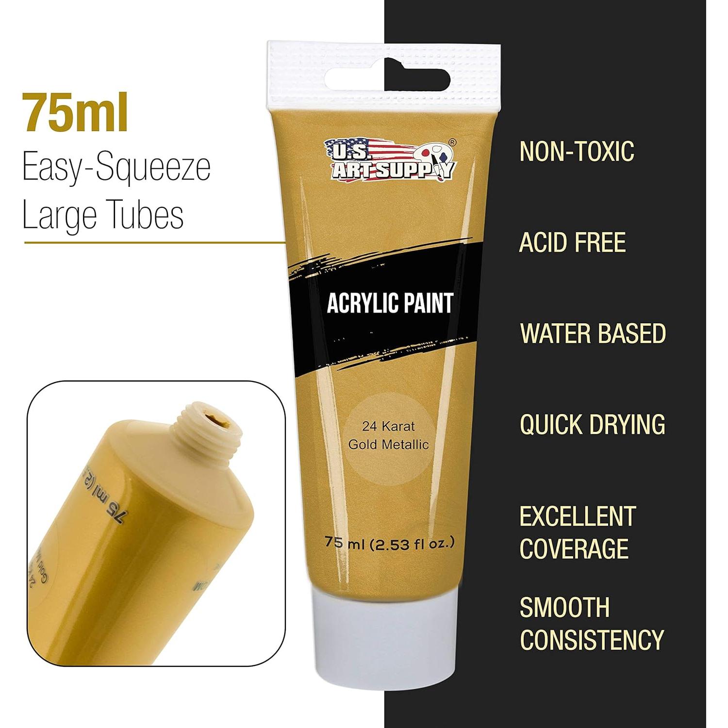 Juego de Pintura Acrílica Metálica U.S. Art Supply - 12 Colores 75ml