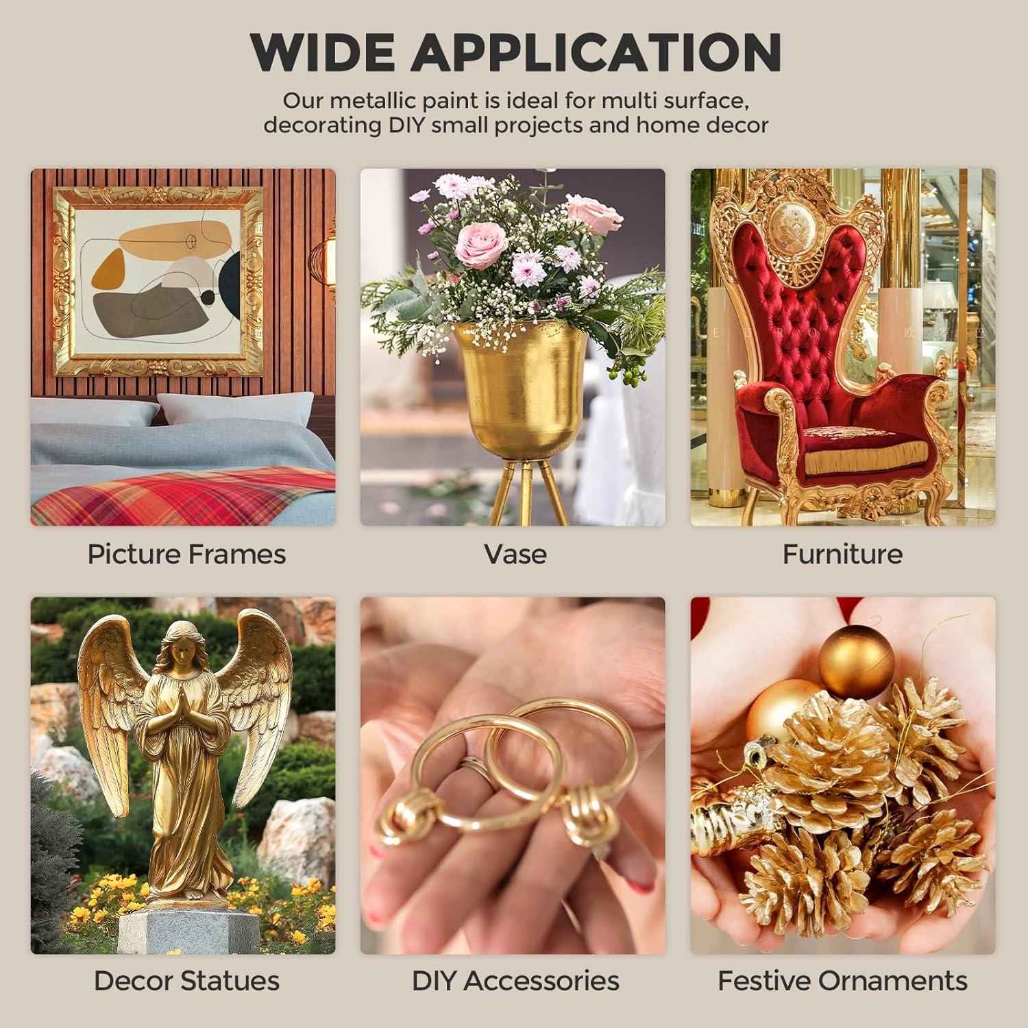 Pintura Acrílica Metálica Dorada Nicpro 1000ml Secado Rápido